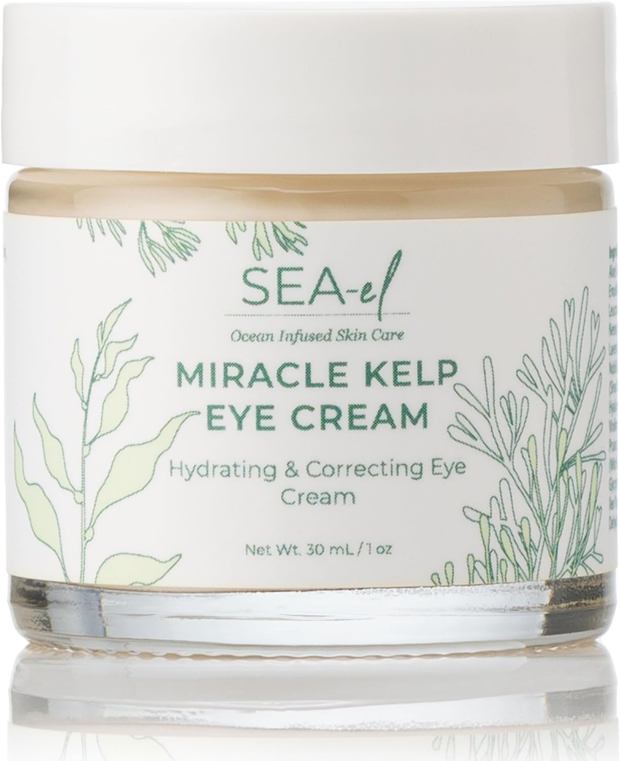 Miracle Sea Kelp Eye Cream Hydrating & Correcting Yerba Mate Caffeine & Hyaluronic Acid for Dark Circles Bags & Puffiness - Daily Anti Aging Moisturizer for Women & Men, Vegan - 1 Oz