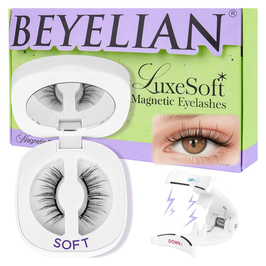 BEYELIAN Magnetic Eyelashes with Applicator Kit, Reusable Natural Look False Lashes, No Glue Needed Soft Magnetic Lashes for Eye MAC-102 (Lightweight & Comfortable)