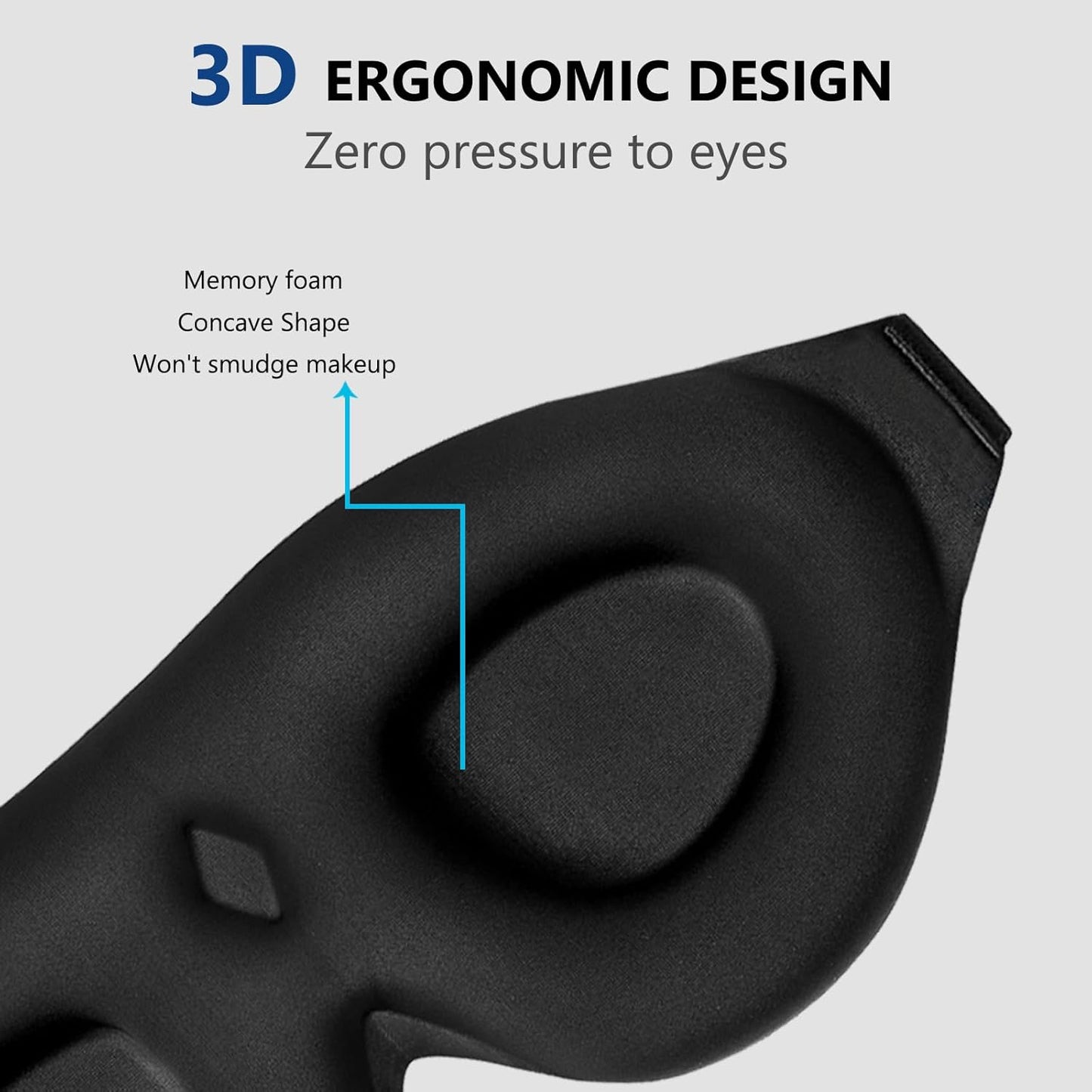 ALASKA BEAR Sleep Mask Memory Foam Contoured Eye Cups for Women and Men, Soft 3D Blackout Eye Mask for Sleeping No Pressure on Eyelids and Eyelashes Protection, Earplugs Set, Black