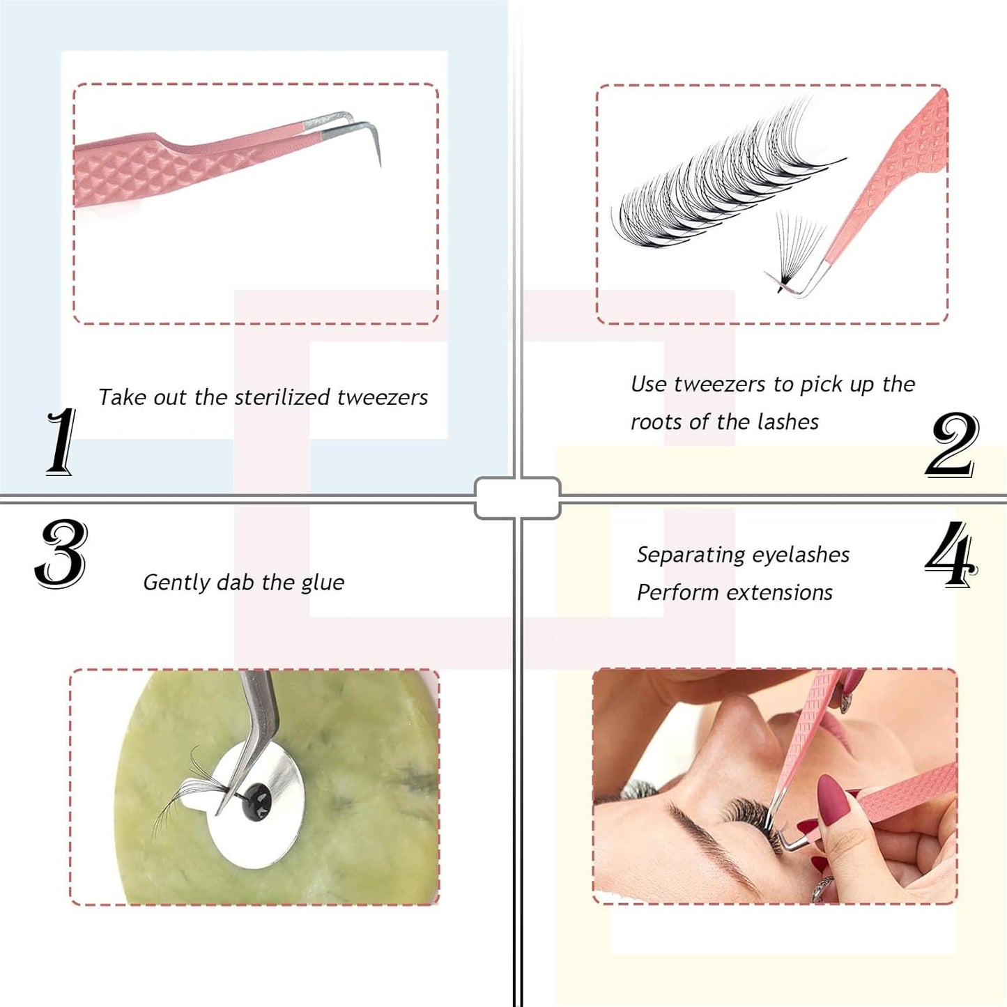 Volume Tweezers for Eyelash Extensions, Pointed Craft Tweezers Lash Tweezers For Women Lash Extension Tweezers Eyelash Rxtension Supplies Japanese Steel (Pink)