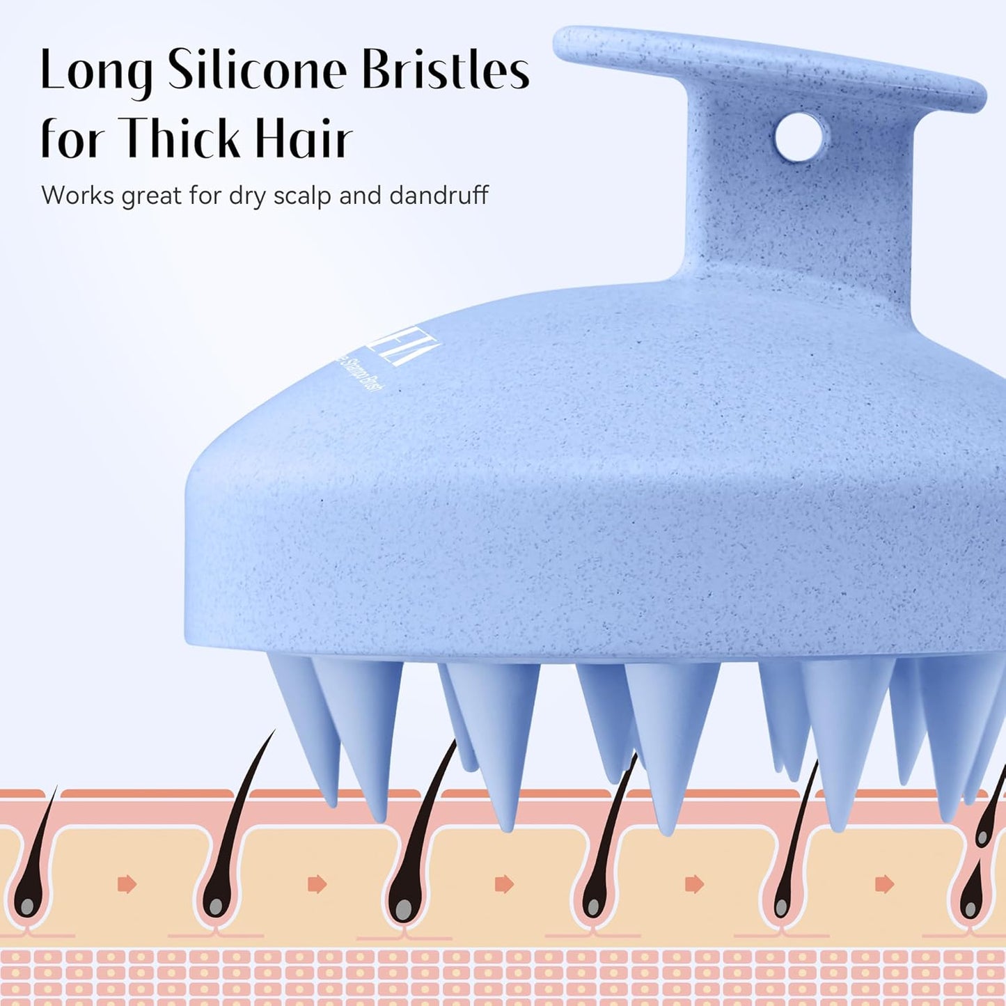 HEETA Scalp Scrubber Shampoo Brush, Scalp Massager Tool for Hair Growth, Soft Silicone Bristles for Dandruff Removal Wet Dry Use Women Men Kids Pet, Fit All Hair Types Care, Blue