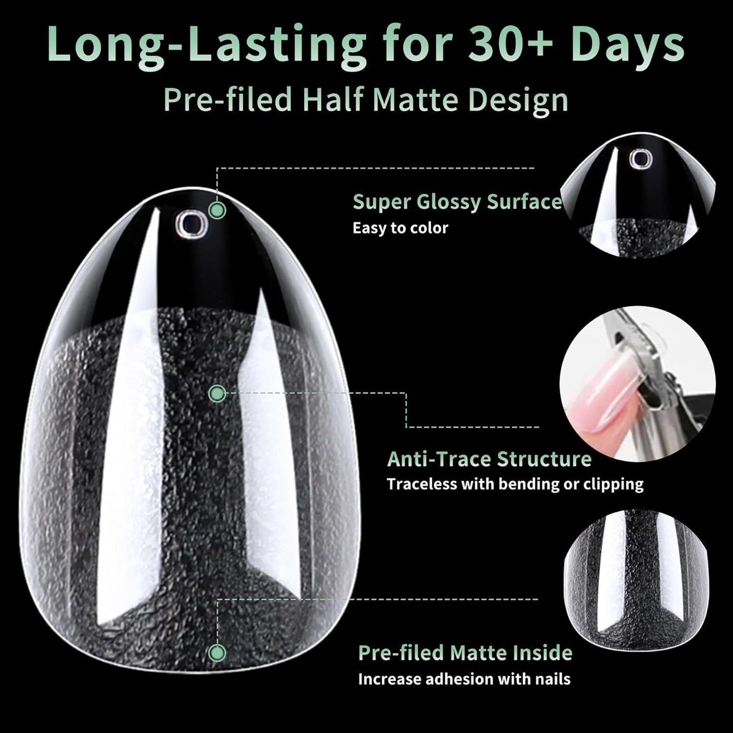 Short Round Oval Nail Tips, 216pcs Acrylic Soft Fake Nails Gel Nail Tips, Full Cover Pre-Shaped Matte Clear Press on Nails for Extension, Diy at Home Manicure 12 Sizes