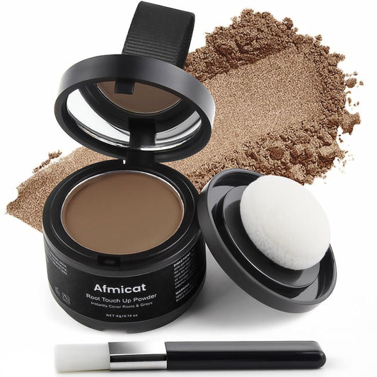 Instant Hairline Powder, Root Touch Up Hair Color for Gray Coverage and Thinning Hair, Root Cover Up Conceals Hair Loss & Bald Spots, Natural and Non-Greasy Hair Color for Women & Men, Light-Brown