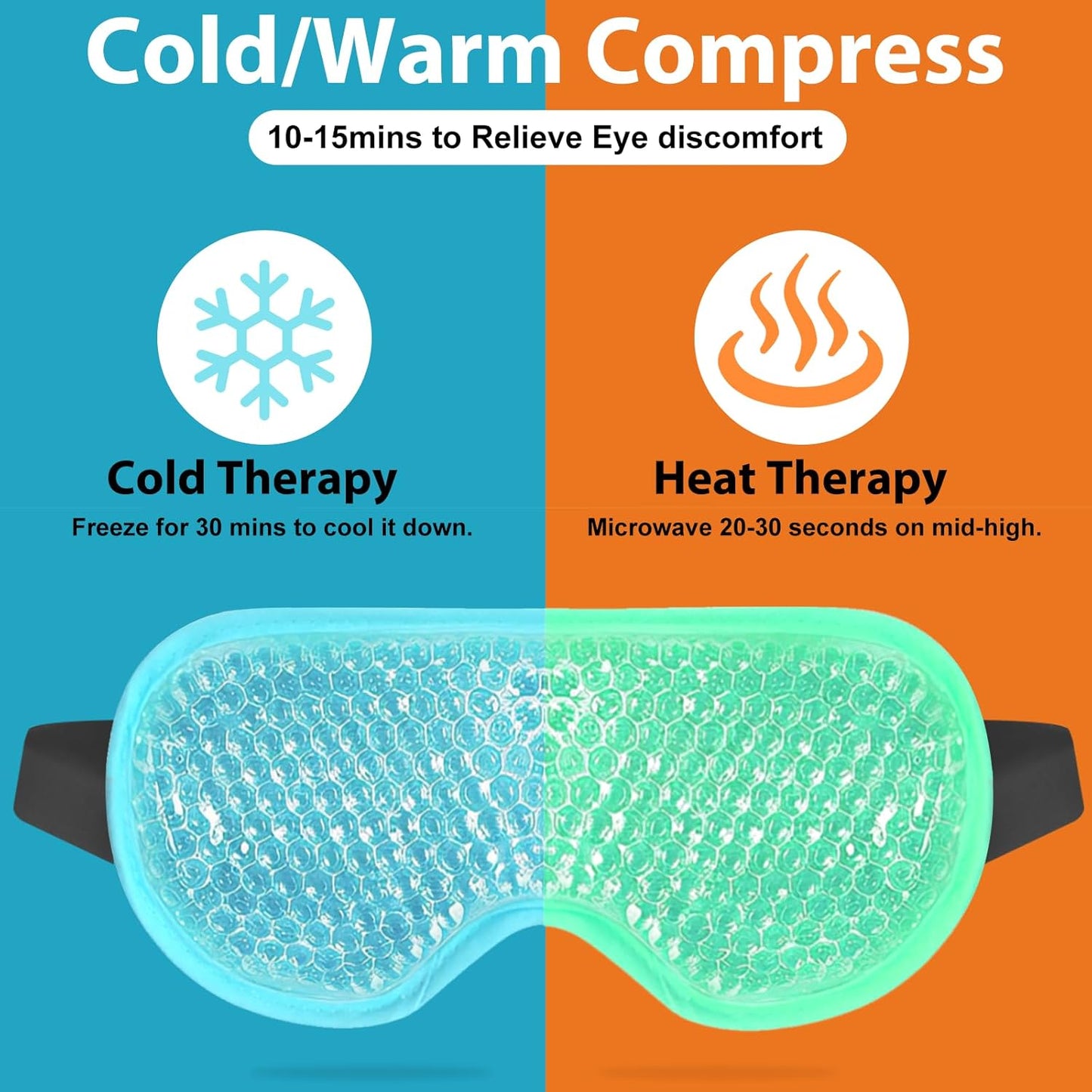 BeeVines Gel Eye Mask, 2 Pack Cooling Ice Masks for Puffy Eyes for Men & Women, Cold & Warm Compress for Post Surgery, Puffiness, Allergies & Treatment(Blue & Green)