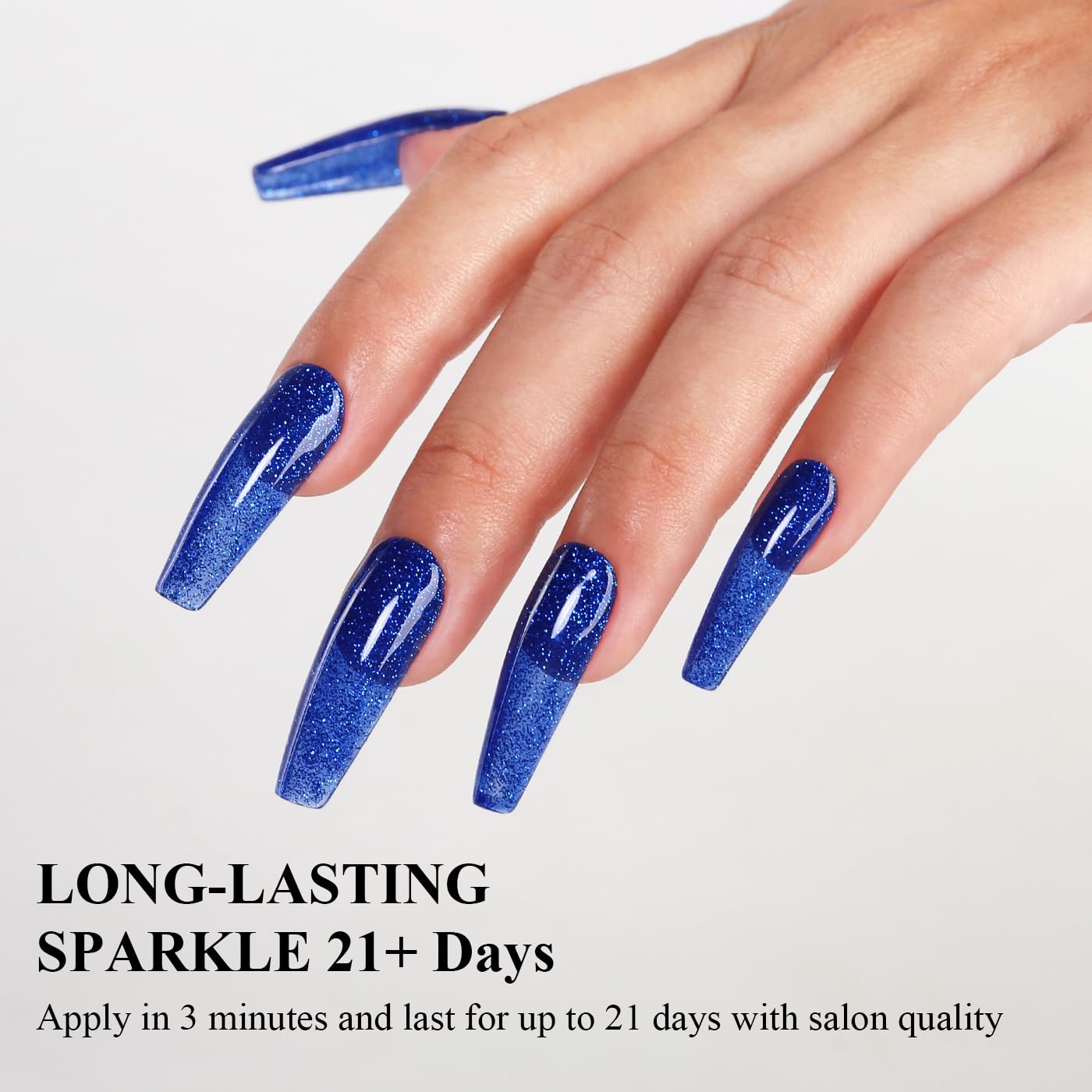 Imtiti Glitter Gel Nail Polish, Navy Blue Iridescent Glitter Gel Polish Diamond Shimmer Sparkle Soak Off UV LED Nail Gel Polish Autumn Winter Gel Polish Manicure Gel Nail Kit 10ML