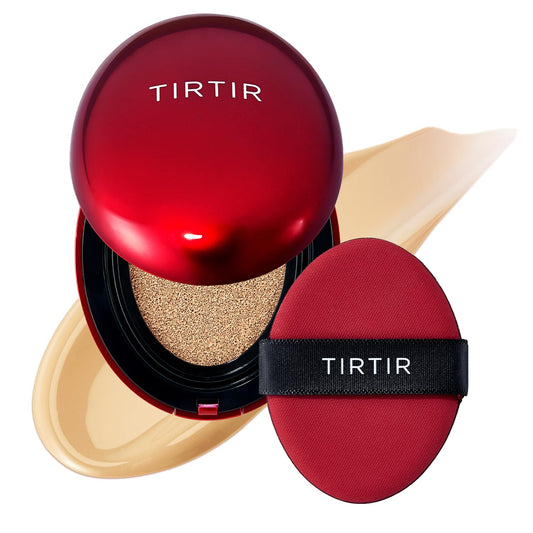 [*Mini Size*] TIRTIR Mask Fit Red Cushion Foundation | Full coverage, Weightless, Skin fit, Satin Glow Finish, Korean Makeup, beauty, Tattoo cover up, Buildable (#22W Sheer Beige, 0.15 Fl Oz)