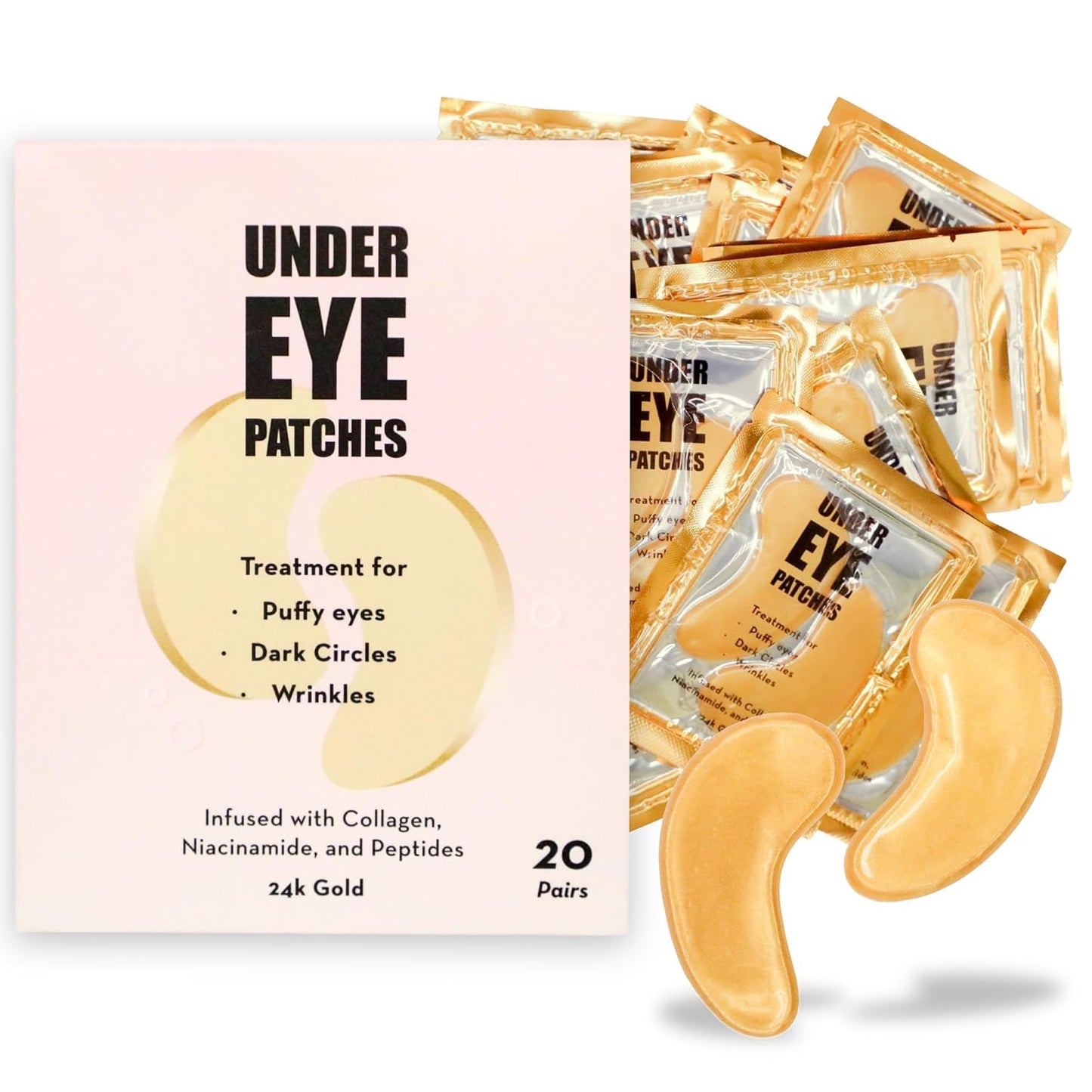 Elizabeth Mott Under Eye Patches with 24K Gold, Collagen, Niacinamide & Peptides - Hydrating & Brightening Eye Mask for Puffy Eyes and Wrinkles - Gifts for Women, Cruelty Free