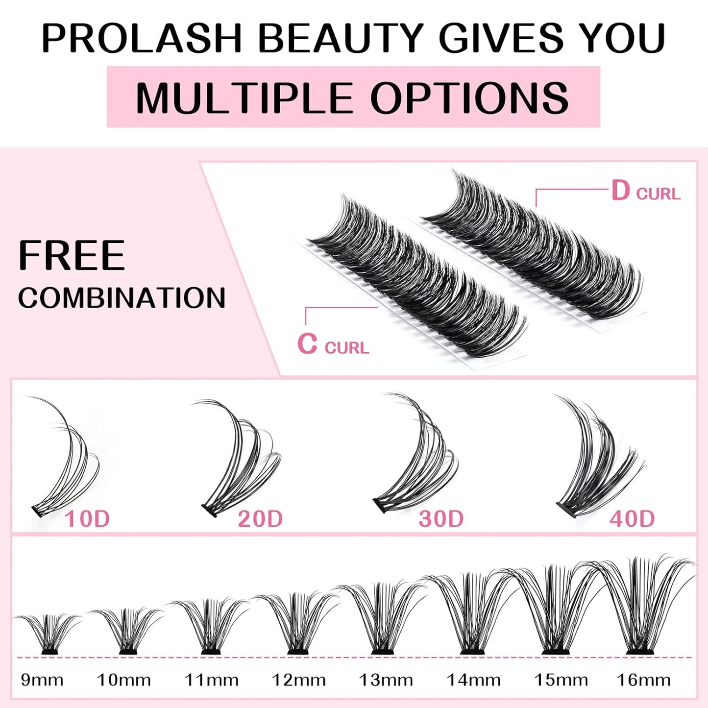 280 Pcs Individual Lashes 40D-C-0.07-16 Cluster Lashes C D Curl Wispy Lashes Bottom Lashes DIY Lashes At Home（40D-C-0.07-16）