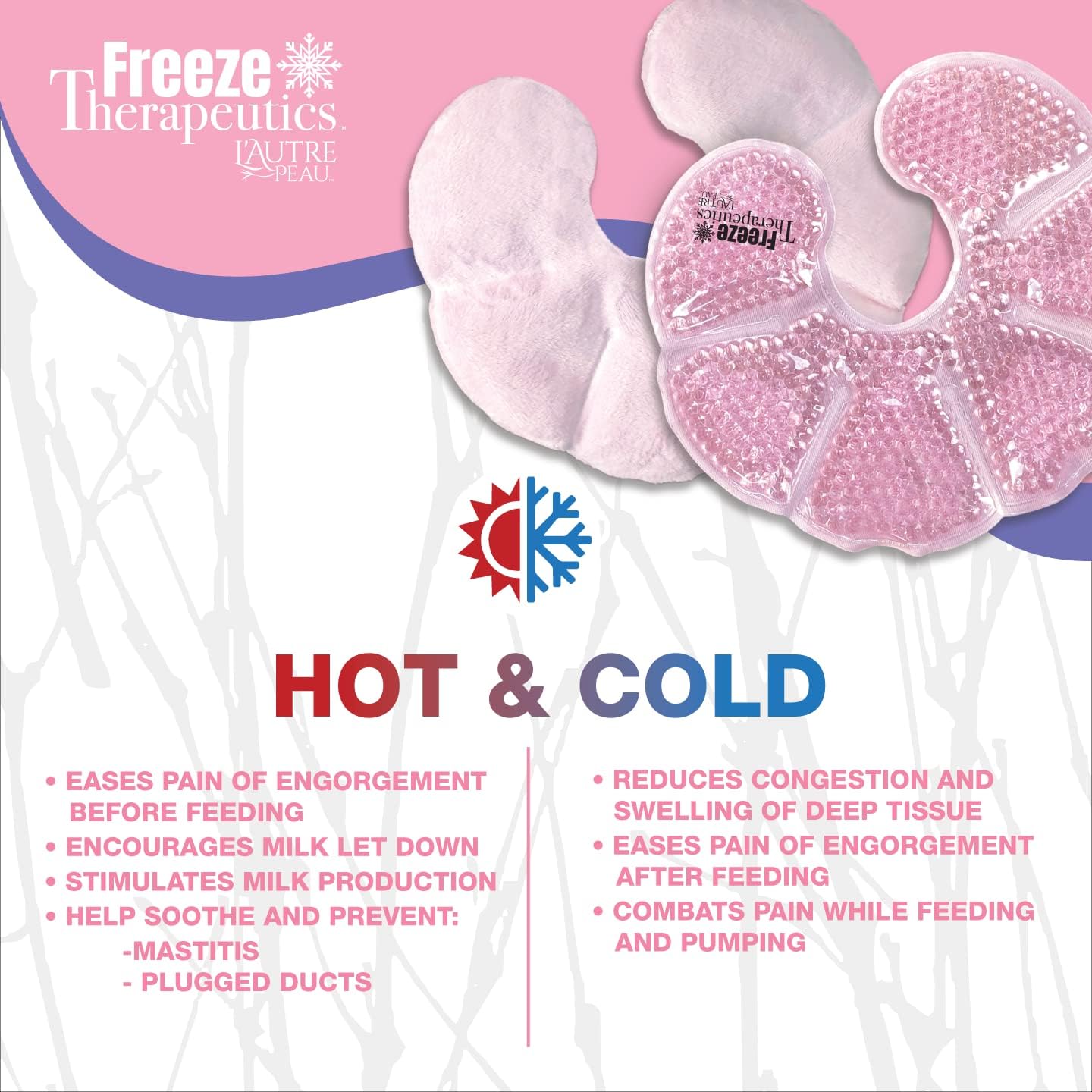 USA Merchant | Hot/Cold Plush Breast Gel Bead Packs by L'AUTRE PEAU Set of 2 Relief for Breastfeeding, Nursing Pain, Mastitis, Engorgement, Swelling, Plugged Ducts | Boost Milk Let-Down & Production