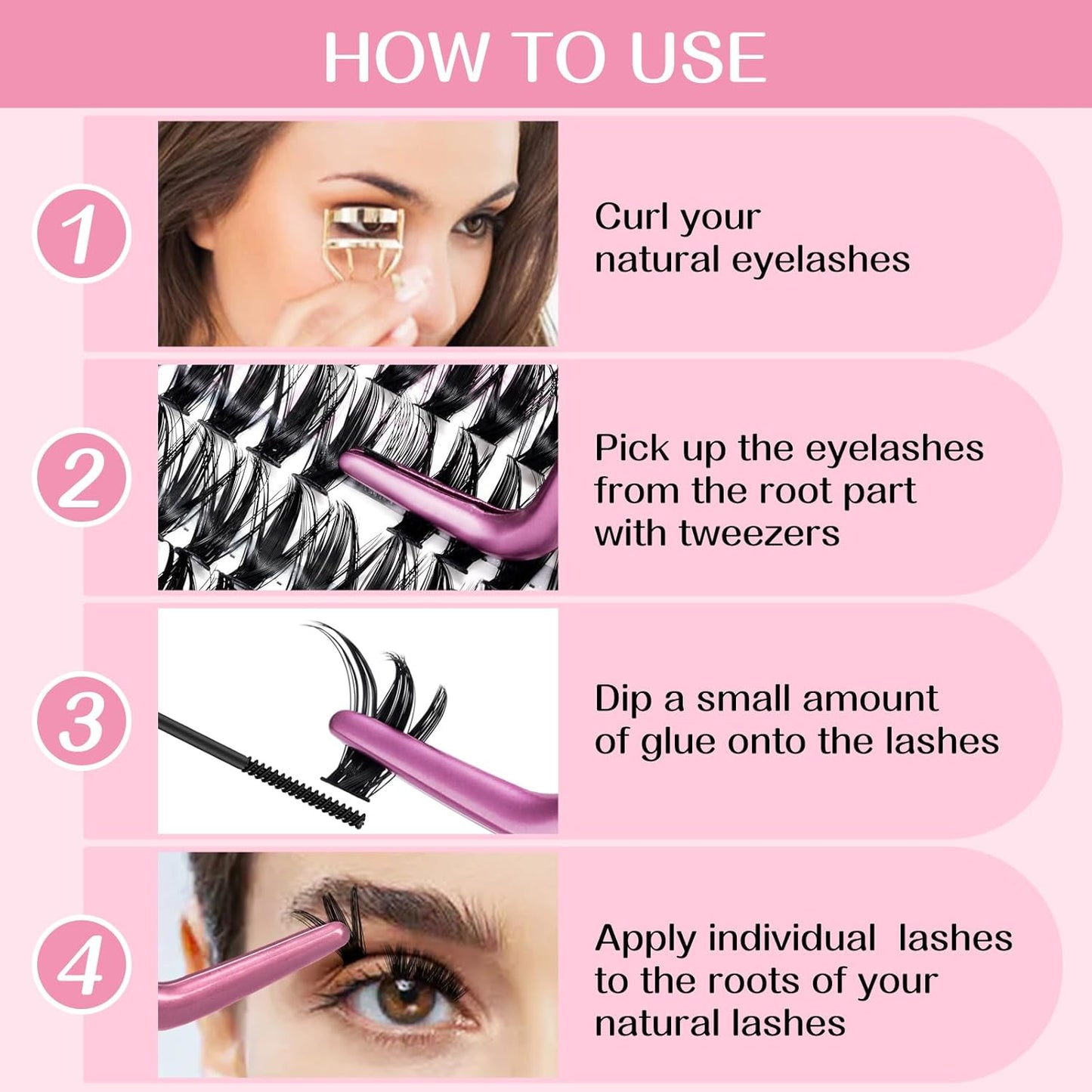 280 Pcs Individual Lashes 40D+50D Mixed Lash Clusters 14 Rows Cluster Lashes that Look Like Eyelash Extensions DIY Lash Extension Self Application At Home (40+50-D-14-20mix)