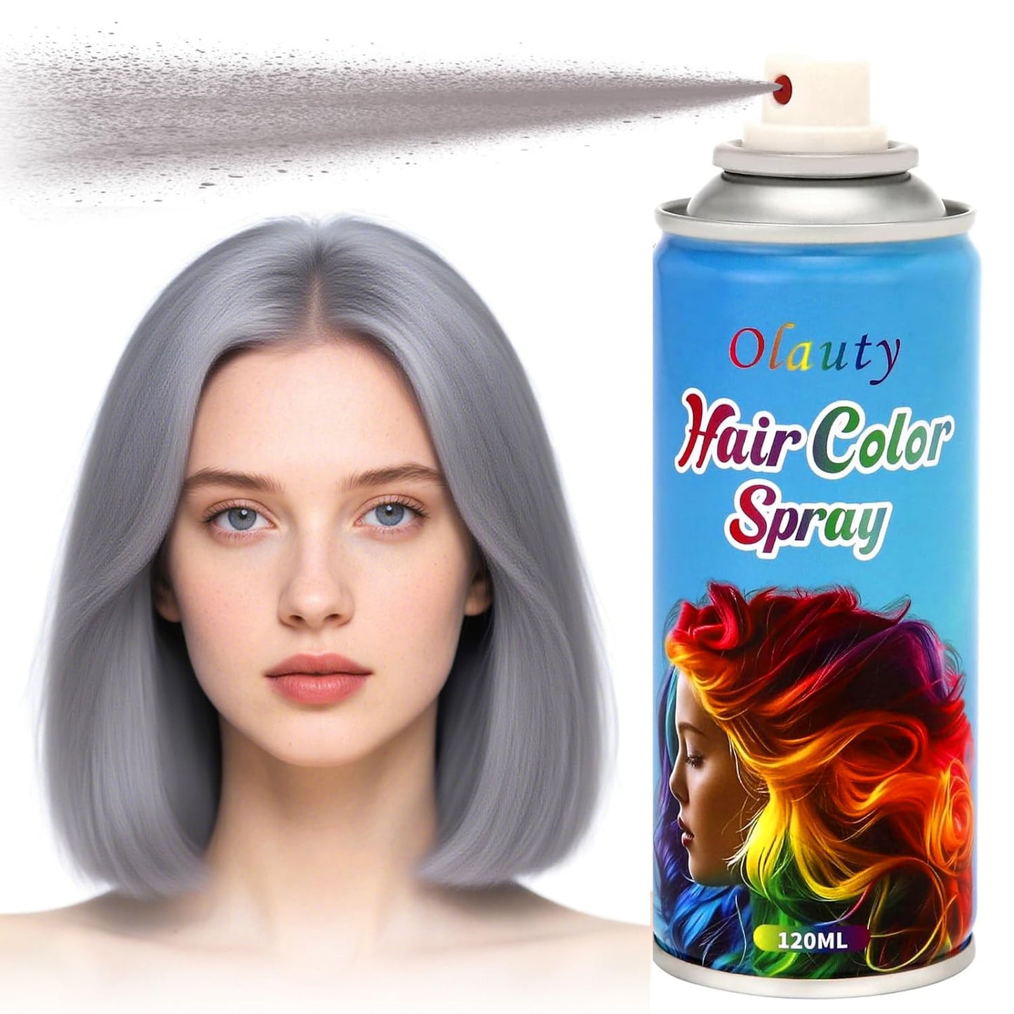 Gray Hair Spray, Temporary Hair Color Spray For Kids Women Men,Washable One-Time Use Hair Dye Wax, Non-Sticky Hair Coloring Pomades for Cosplay Party, Halloween DIY Crazy Hair Day (Gray)