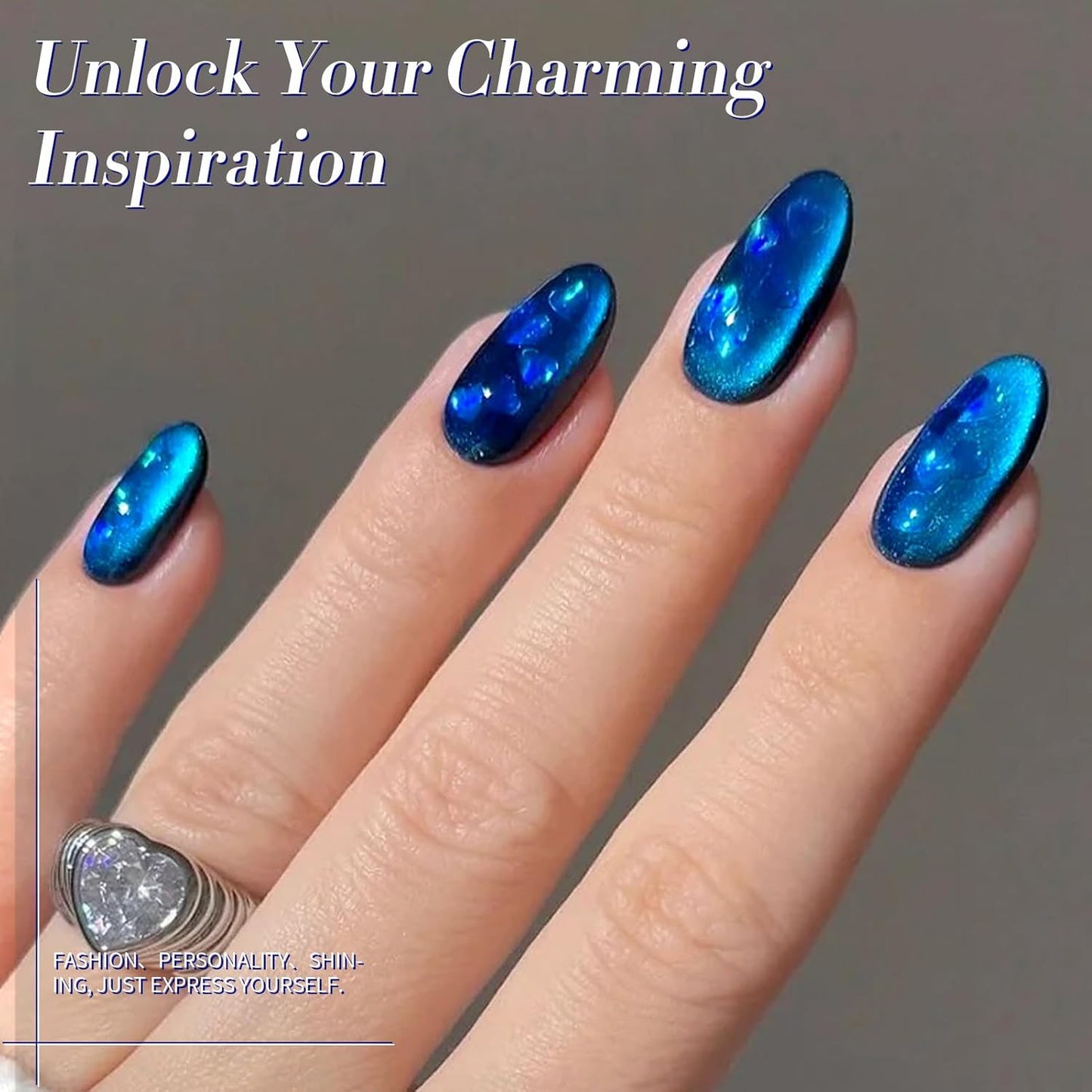 Born Pretty Cat Magnetic Eye Gel Nail Polish, Blue Ore Glitter Cat Magnetic Gel Nail Polish, Holographic Magnetic Nail Polish for Nail Art Manicure Salon DIY at Home 15ML