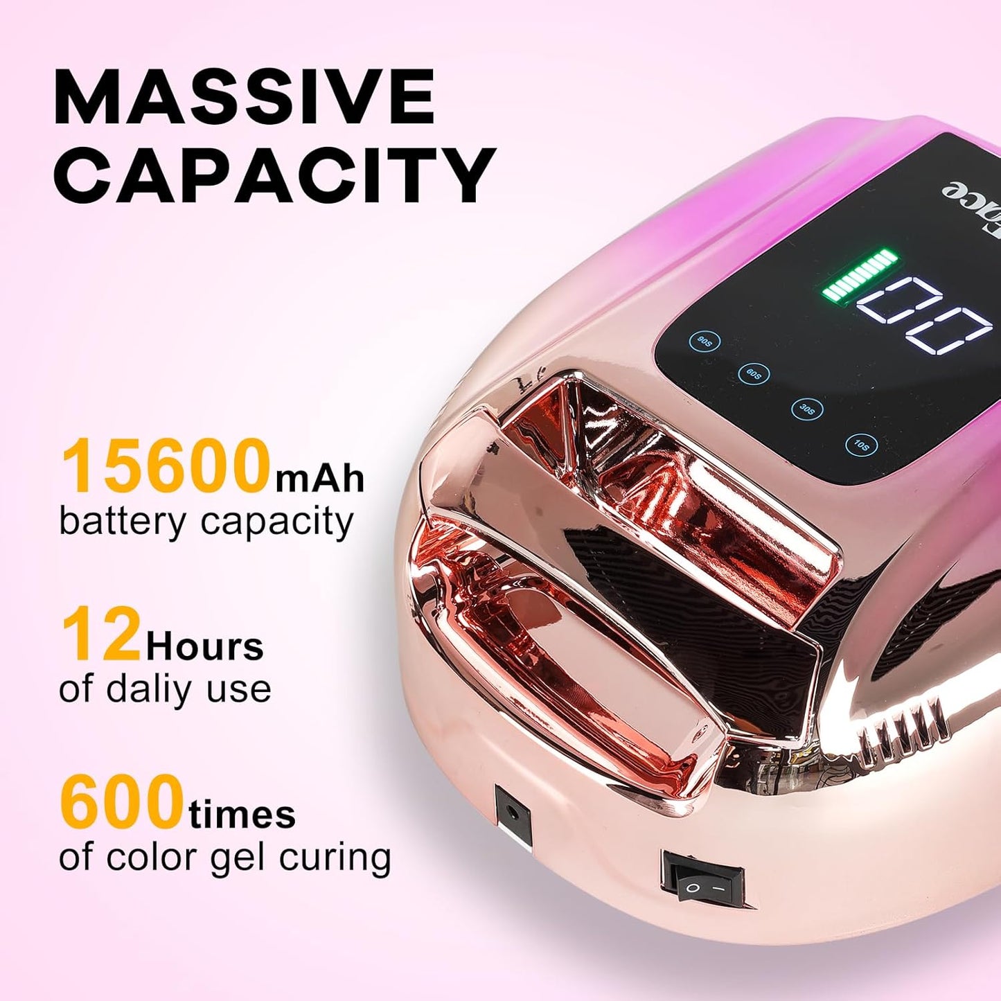 96W Rechargeable UV LED Nail Lamp UV Light for Gel Nails Cordless Gel Nail Lamp Nail Dryer with 42 Beads Smart Sensor & Metal Base