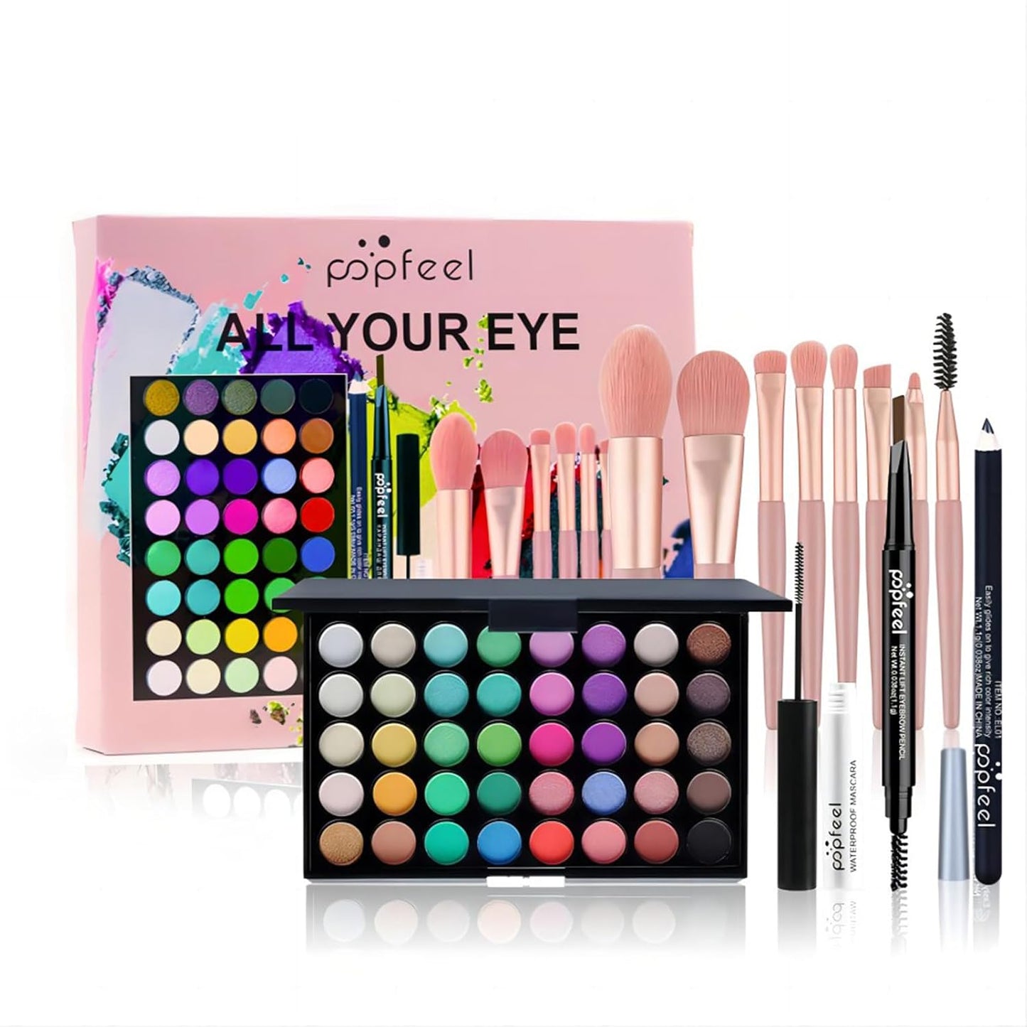 Makeup Kit for Women, Eyeshadow Makeup Gift Set for Teen Girls, Eyebrow Eye Shadow Makeup Kit with 40 Colors Eyeshadow Palette, Mascara, Eyeliner, Eye Brow Pencil, Eye Brush