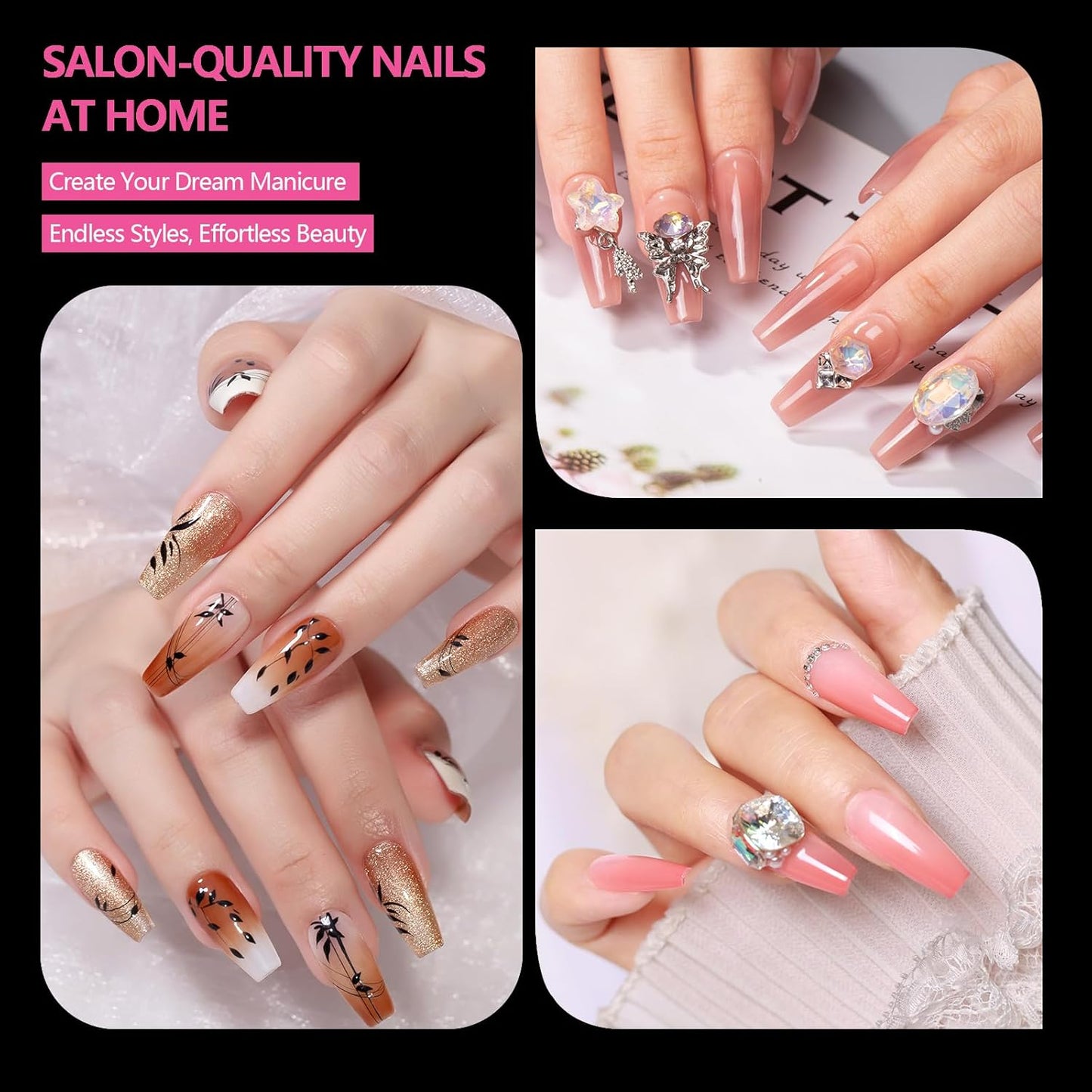 Long Coffin Nail Tips 500PCS, Clear Acrylic Full Cover Gel Press on Nail Tips for DIY Salon, 10 Sizes Pre-Shaped False Nails with Glossy Finish, Professional Manicure Kit & Easy Application