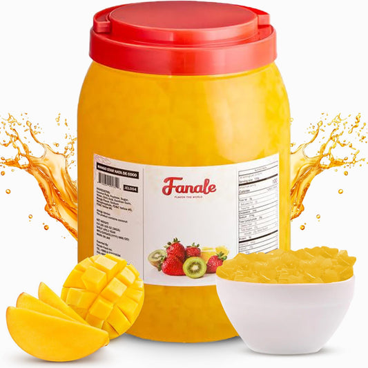 New Fanale Coconut Jelly Topping nata de coco for Boba Tea | Ice Cream | Yogurt | Smoothie | Milk Tea | Desserts Mango Star Shaped, 6.6 pound (Pack of 4) | JEL004-CS