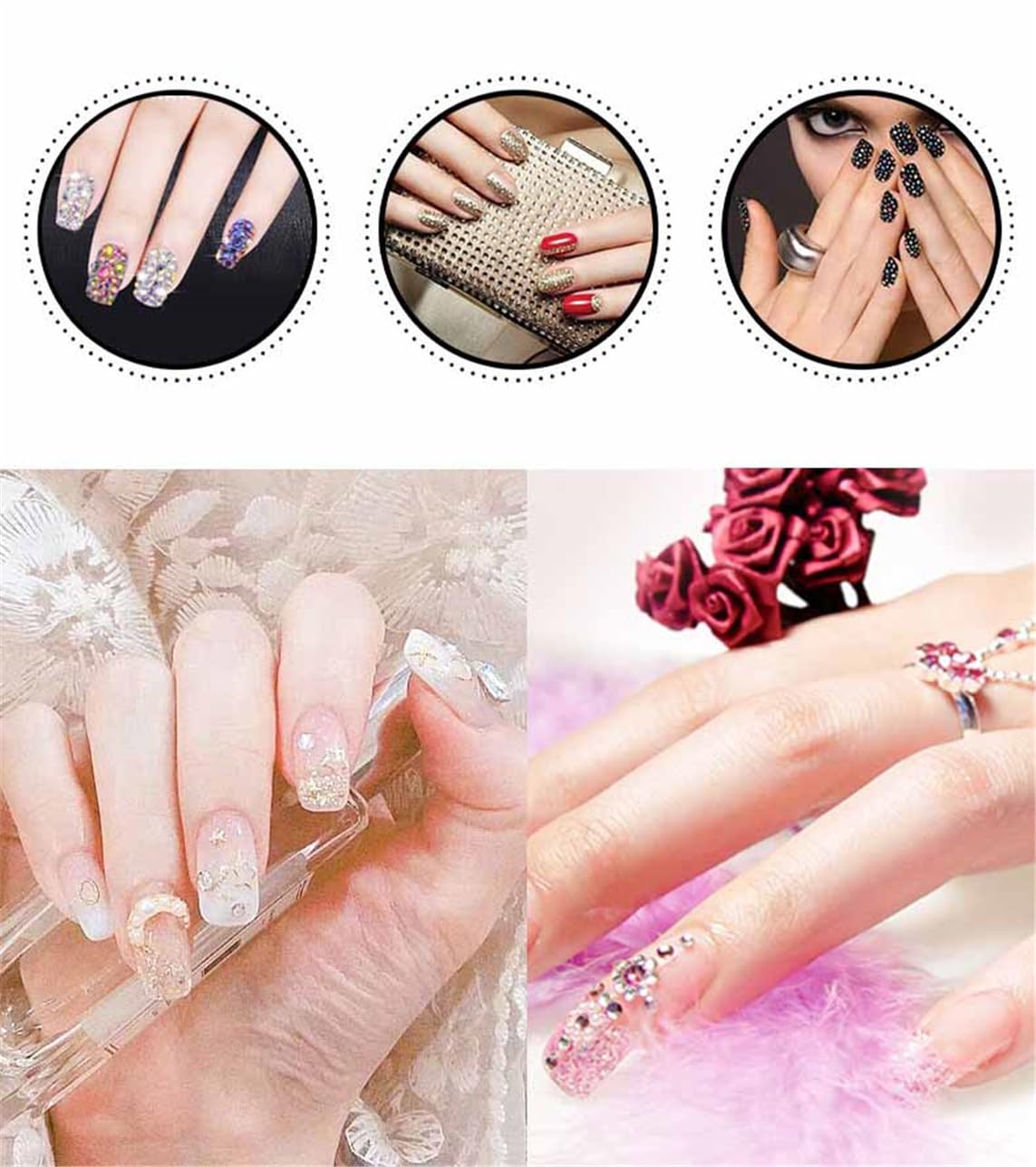 4500 Pcs SS6 2mm AB Flatback Rhinestones for Nails Art Crafts Glitter Round Shine Gems Crystals DIY Clothes Shoes （Black-Bottom RoseRed AB）