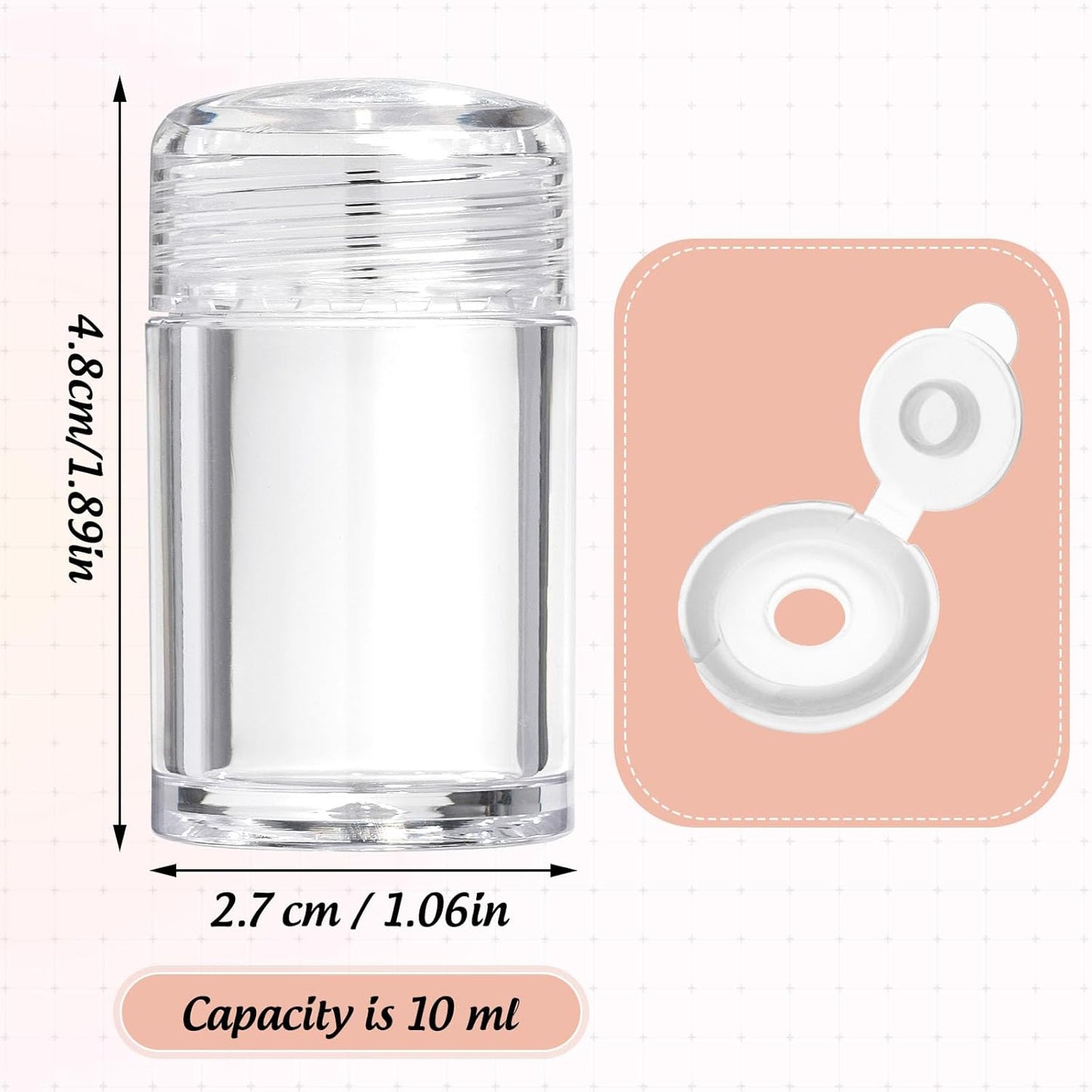 RAYNAG 6 Pieces Mini Empty Loose Powder Bottle, Travel Size Glitter Containers Eye Shadow Powder Shaker Bottle with Sifter and Lids (Single hole)