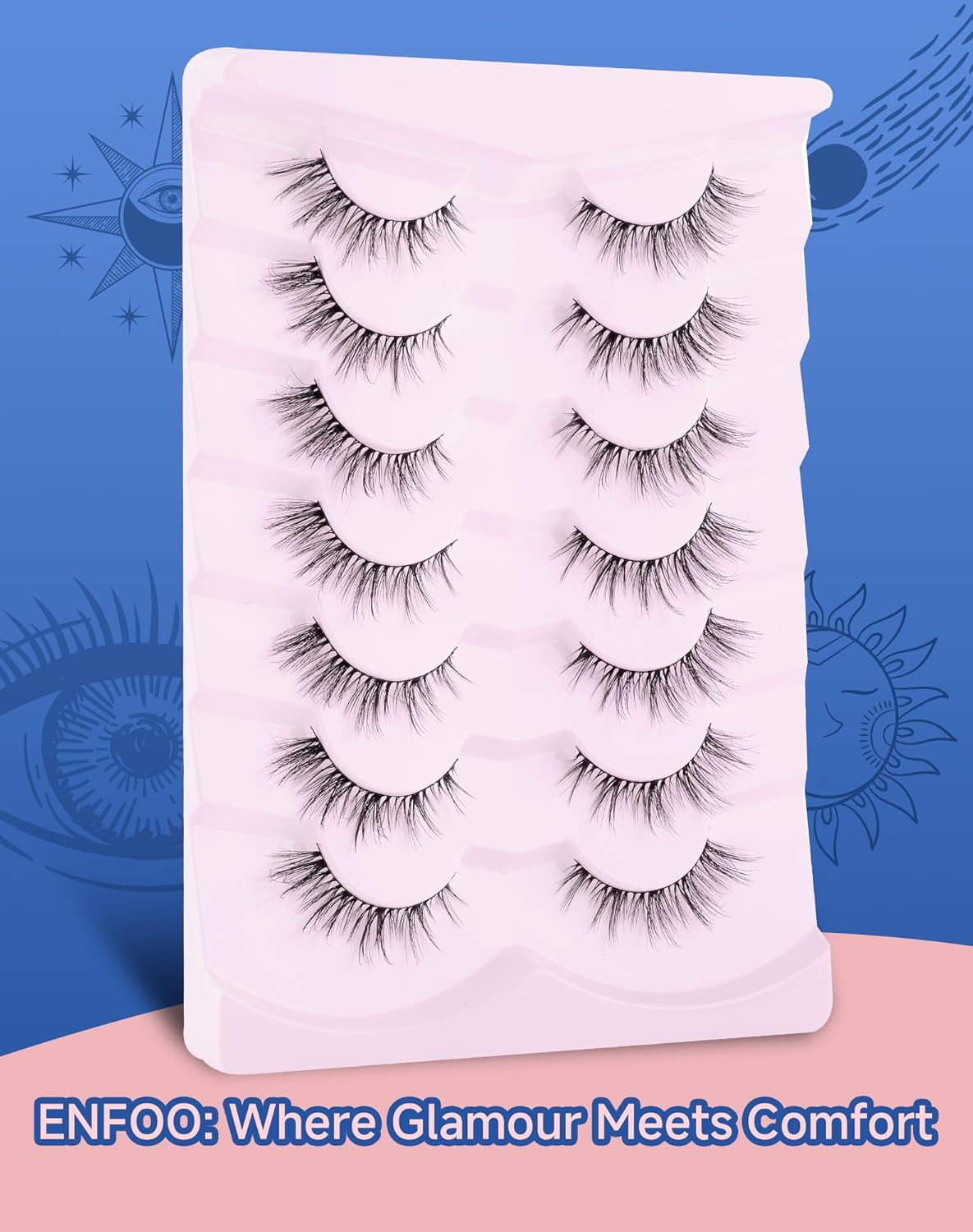 Cat eye Lashes Natural Wispy Lashes Everyday Natural Look Flared Eyelashes False Eye Lashes Soft Fluffy Lashes False Eyelashes 7 Pairs D93