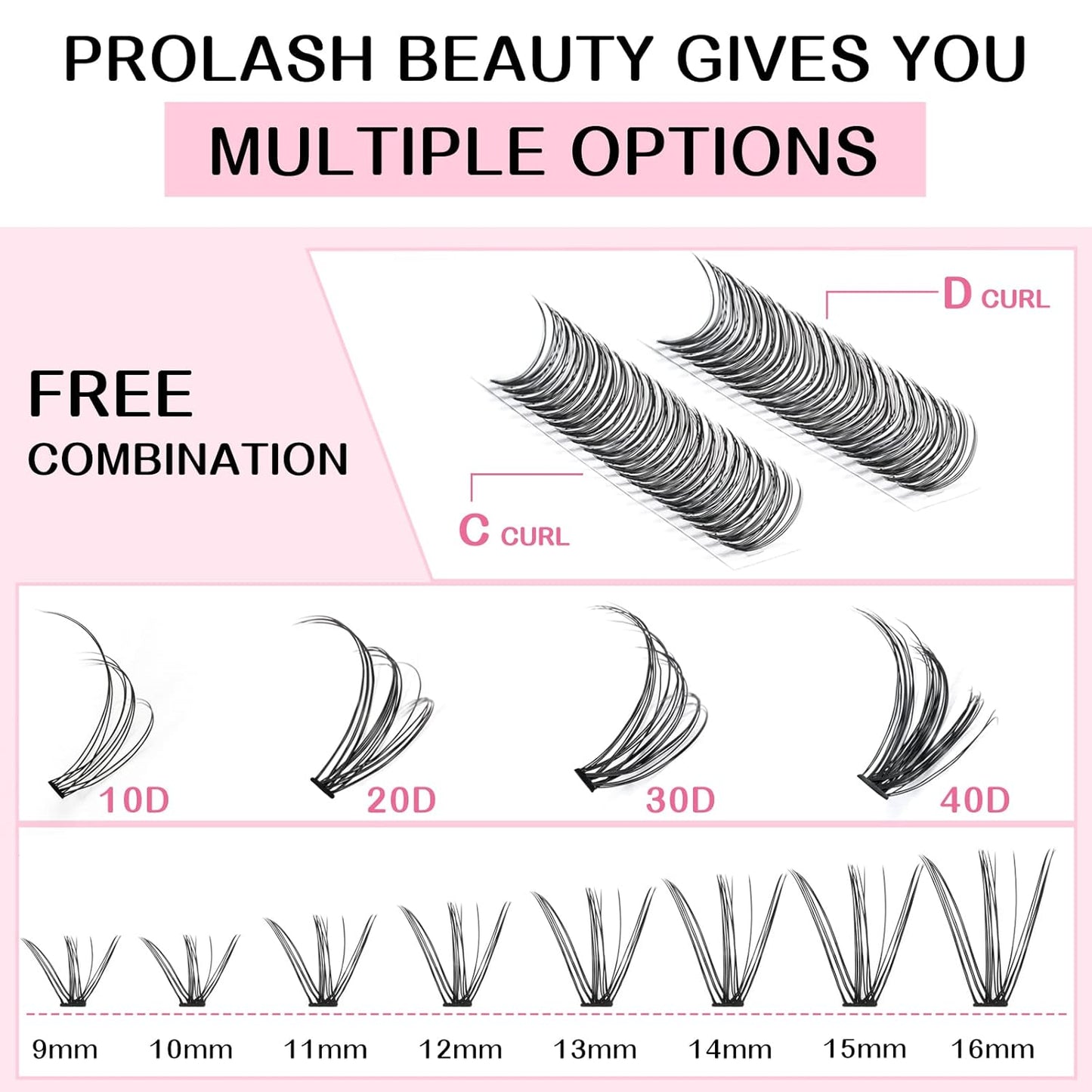 280 Pcs Individual Lashes 20D-D-0.07-9-16mix Cluster Lashes 10D 20D C D Curl Wispy Lashes Bottom Lashes DIY Lashes At Home（20D-D-0.07-9-16mix）