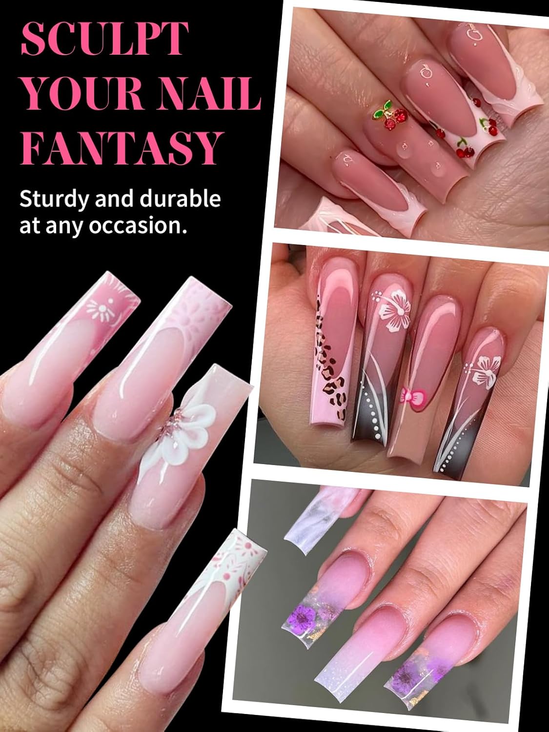 EBANKU Dual Nail Forms for Poly Extension Gel, 150 PCS Pink Nail Molds Reusable 15 Sizes Nail Extension Forms for Builder Gel Manicure Design Salon DIY