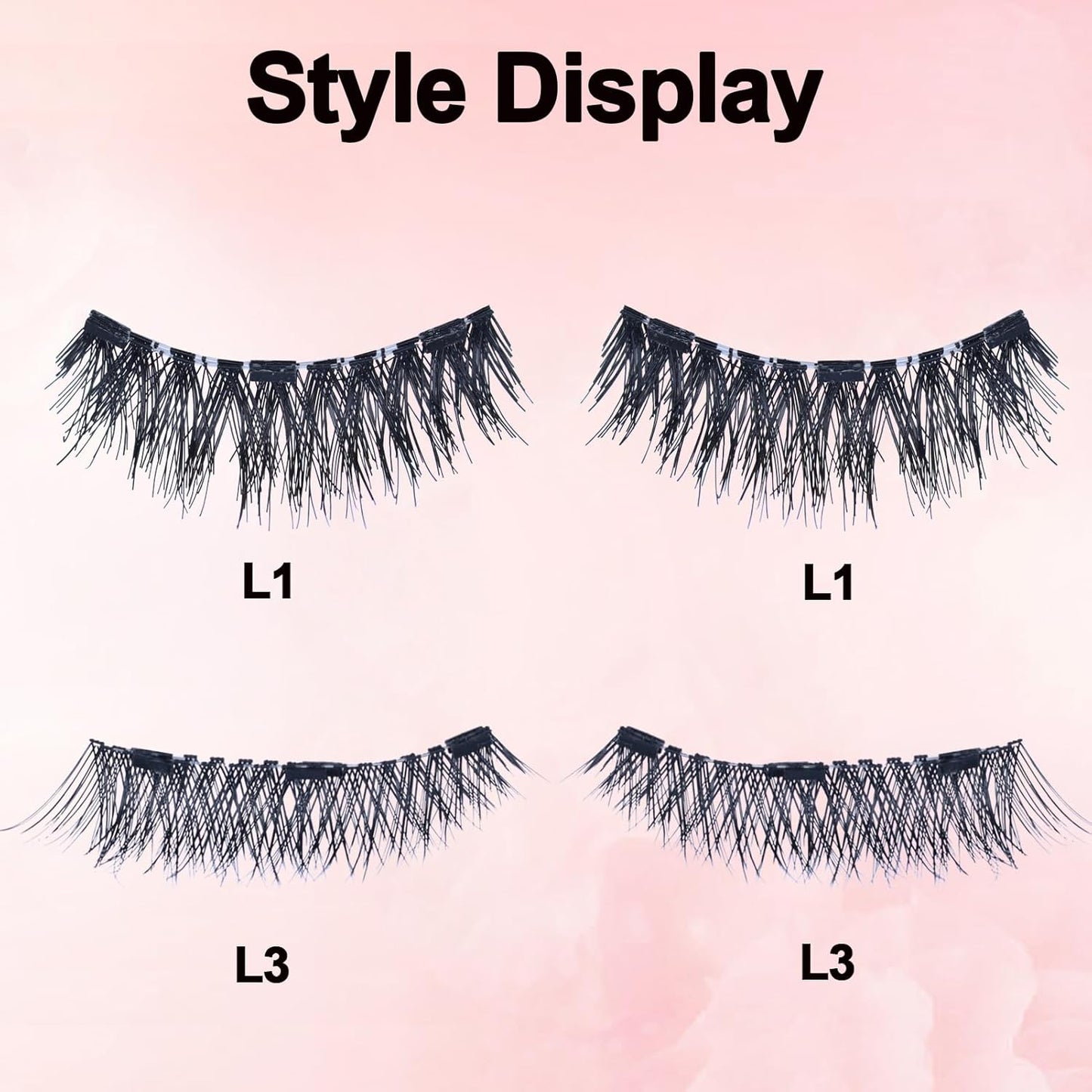 LAUBESS Magnetic Eyelashes with Applicator 2 Pair No Glue Needed Natural Look Magnetic Lashes Easy to Wear and Remove(L01/L03)