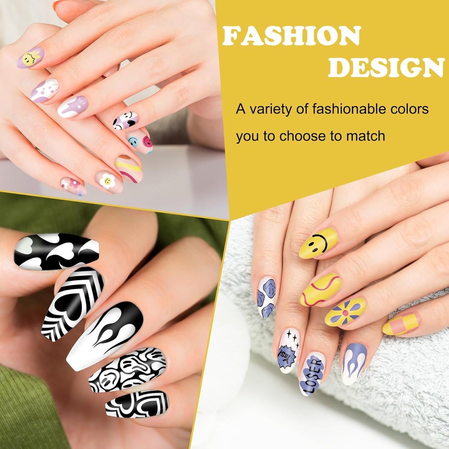 Whaline 6Pcs Smile Face Nail Plates Stamping Set Heart Butterfly Star Flower Smiling Stamp Templates Groovy Nail Art Plates for DIY Print Manicure Salon Design Gift Supplies