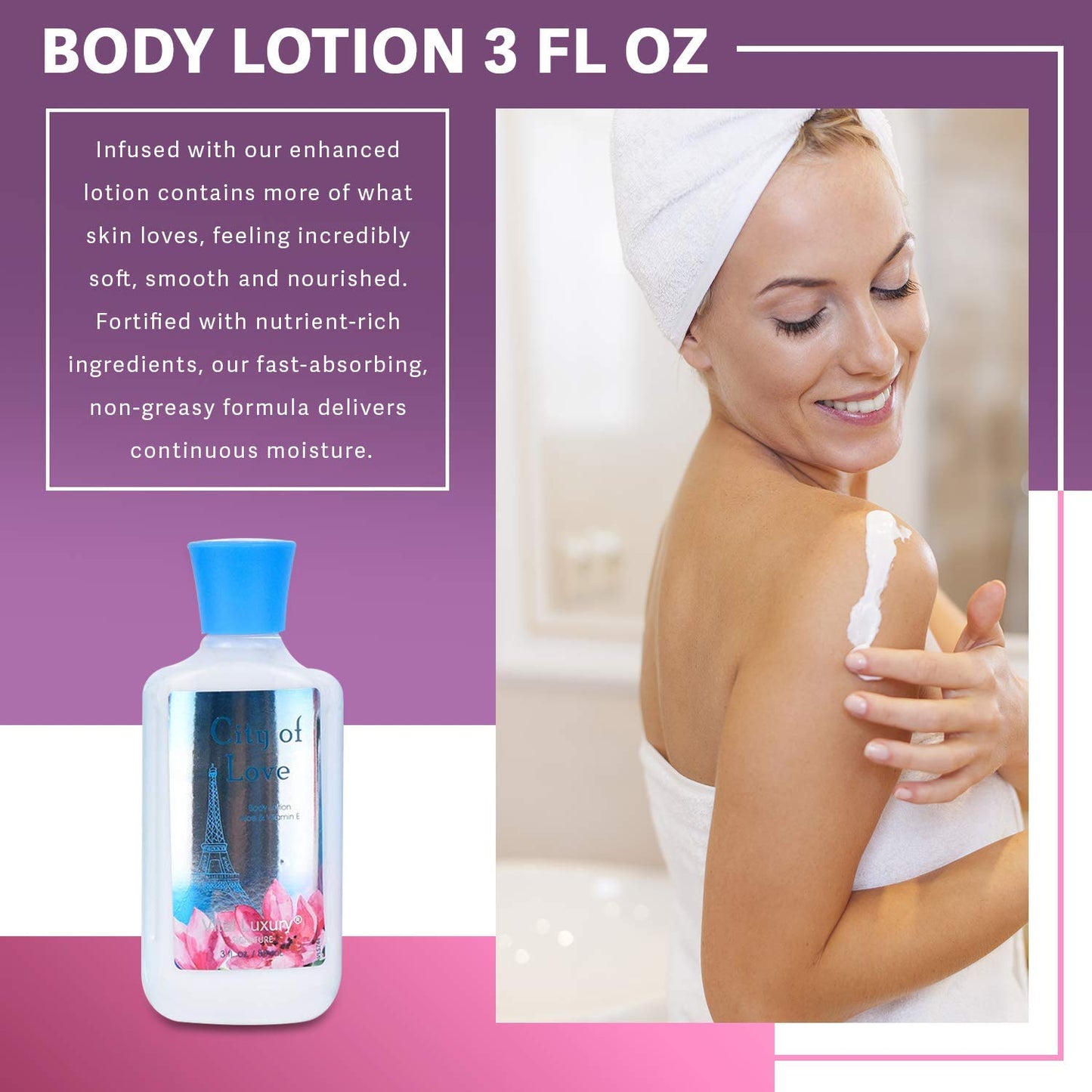 Bath & Body Care Travel Set - Home Spa Set with Body Lotion, Shower Gel and Fragrance Mist, Valentines Day Gifts for Her and Him(City of Love)