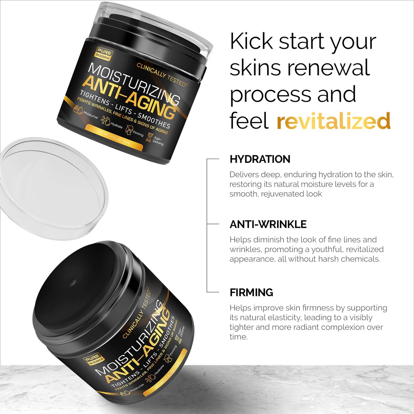 Men's Face Cream Moisturizer - Anti-Aging Cream For Men, Collagen, Retinol & Hyaluronic Acid - Day & Night - Facial Skin Care- Anti Wrinkle 1.7 oz