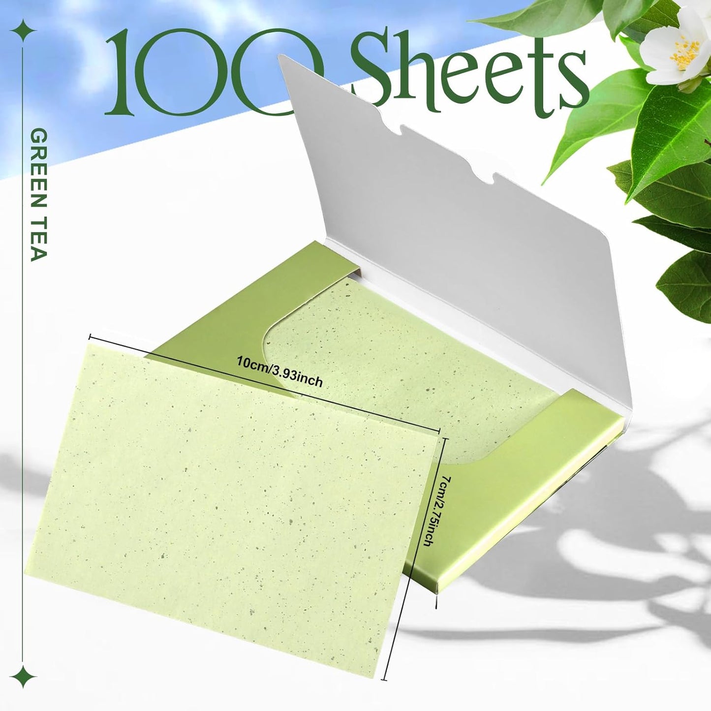 Teenitor Oil Blotting Sheets for Face, 100 Sheets Green Tea Oil Absorbing Tissues Paper, Large 10cmx7cm Oil Blotters