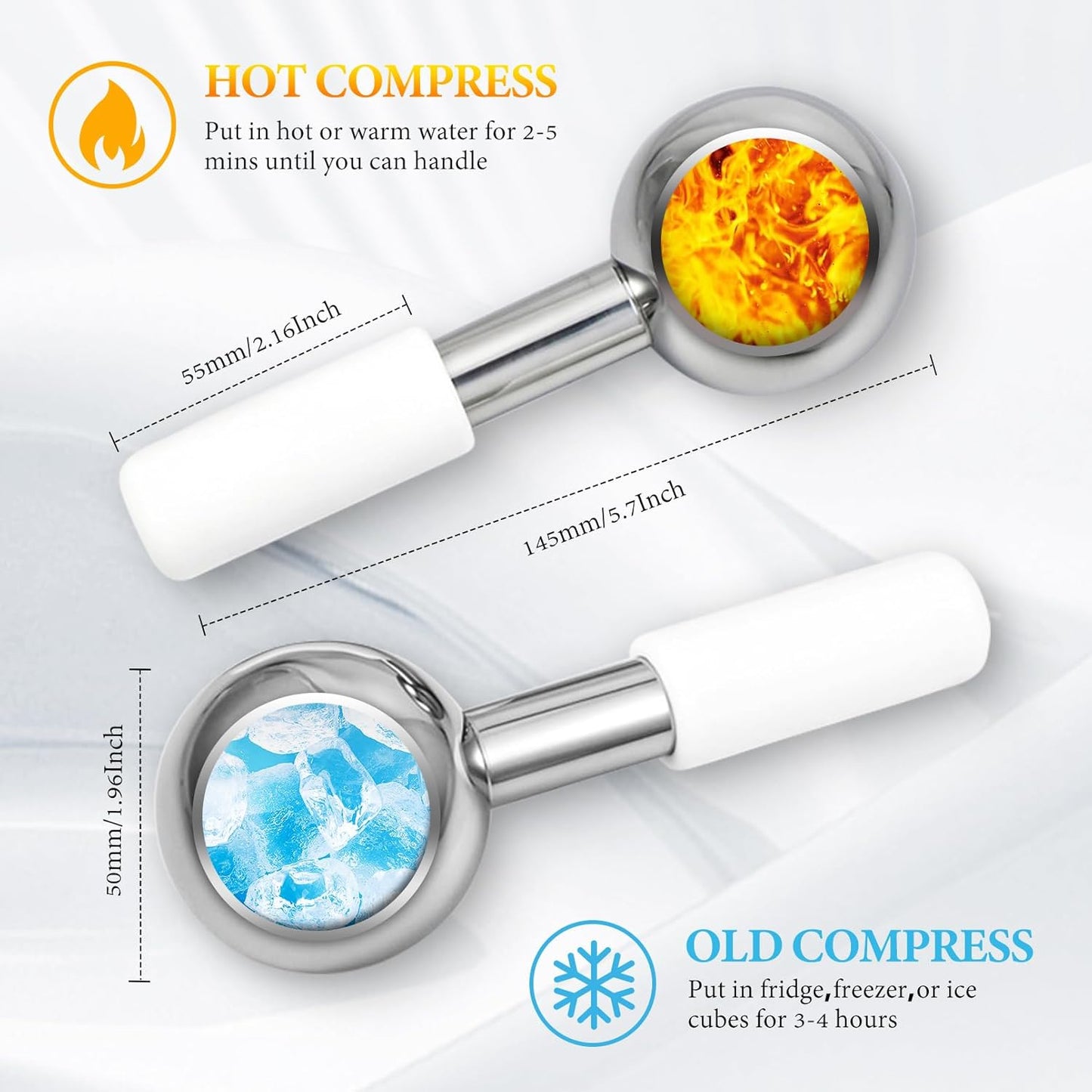 Ice Globes for Face, Unbreakable Stainless Steel Ice Globes for Facials for Puffiness, Wrinkles,Ice Balls for Face Neck & Eyes Skin Care