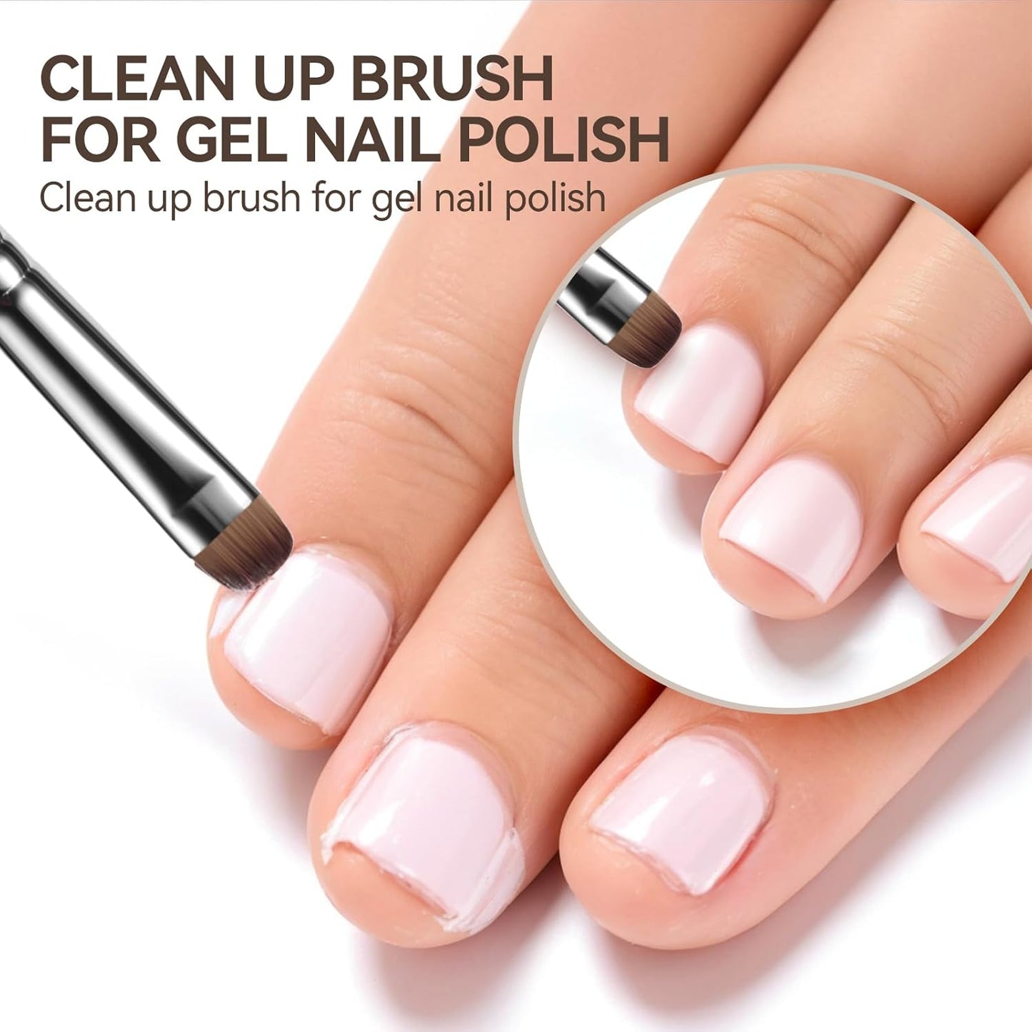 Acrylic Nail Brush for French Tips & Gel Polish Clean Up | Professional Dual-Use Brush with Wooden Handle for Acrylic/Polygel/Builder Gel | Nail Art Design Tool for Cleaning & Detailing (F18)