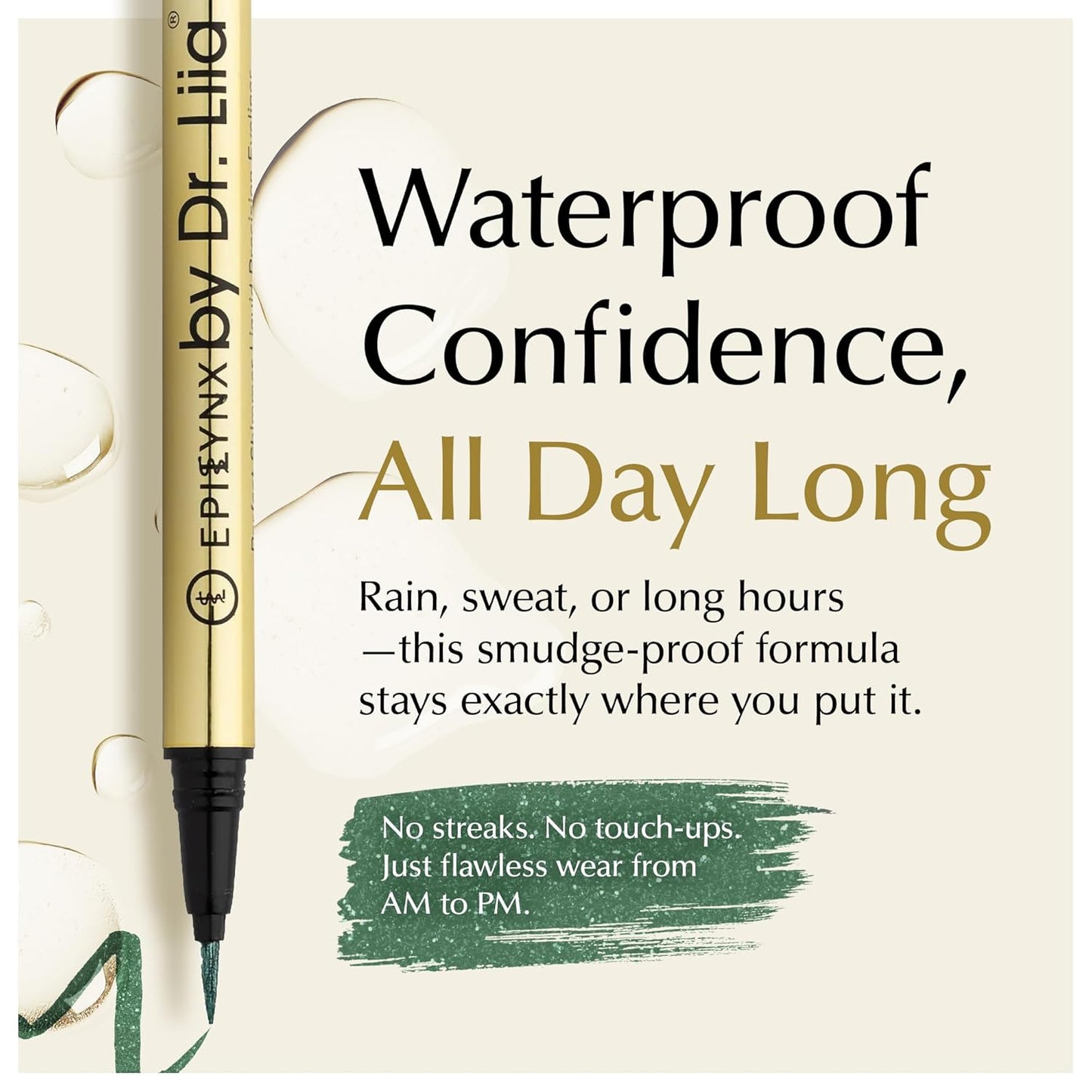 Waterproof Liquid Eyeliner - Smudge-Proof, Long-Lasting Vegan Liquid Eyeliner Pen with Precision Tip for Smooth Application, Gluten-Free, Hypoallergenic Eye Liner - 2mL Shimmer Spring Green