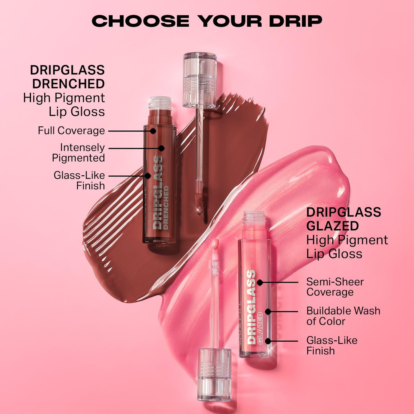 Morphe Dripglass High Shine Lip Gloss - Glazed, Semi-Sheer & Nourishing Lip Makeup - Buildable Formula Infused with Plant-Derived Squalane & Vitamin E - Berry Stained (0.13 oz)