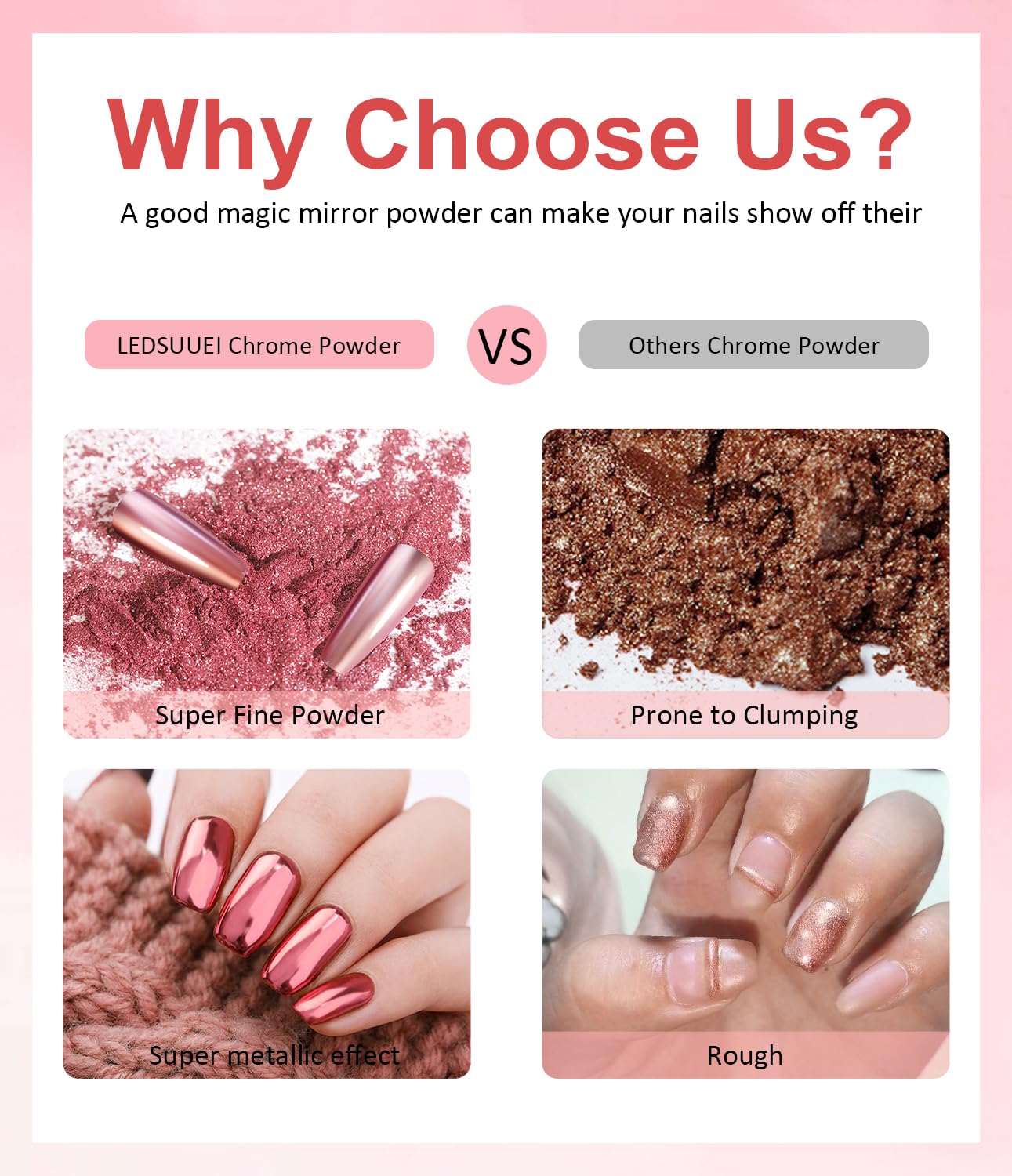 Chrome Powder for Nails: 6pcs Metallic Effect Chrome Powder Aurora Mermaid Iridescent Holographic Nail Powder Pigment Glitter Nail Powder Nailr Art Decoration