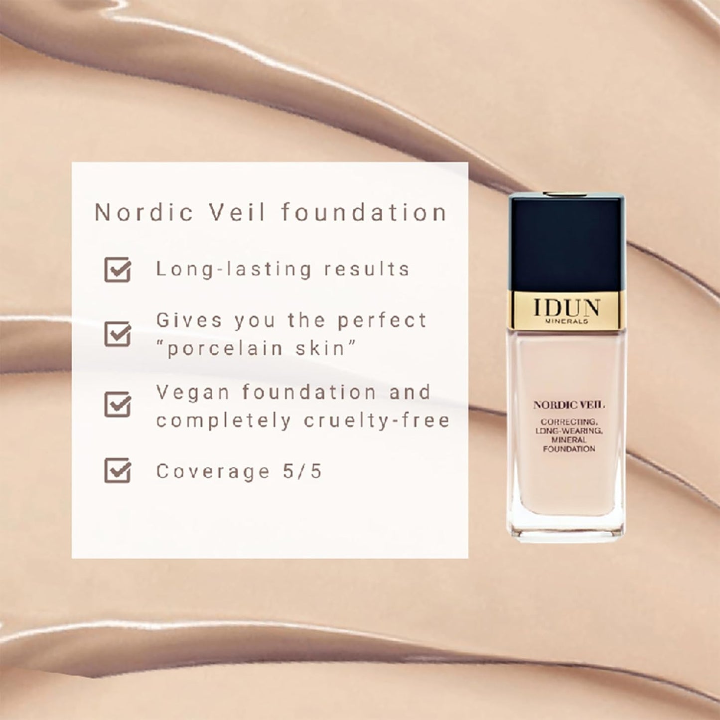 Nordic Veil Foundation - Full and Poreless Coverage, Long Lasting, Soft Matte Finish - Purified and Safe for Sensitive Skin - 307 Disa - Light Medium Neutral - 0.88 oz