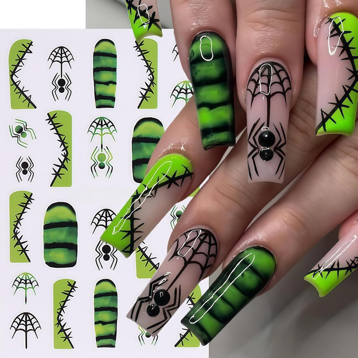 8Sheets Halloween Nail Stickers for Nail Art,3D Self-Adhesive Cute Ghost Spider Nail Decals Pink Red Horror Pumpkin Heart Spider Web Nail Design Nails Supplies for Women Manicure Holiday Decorations