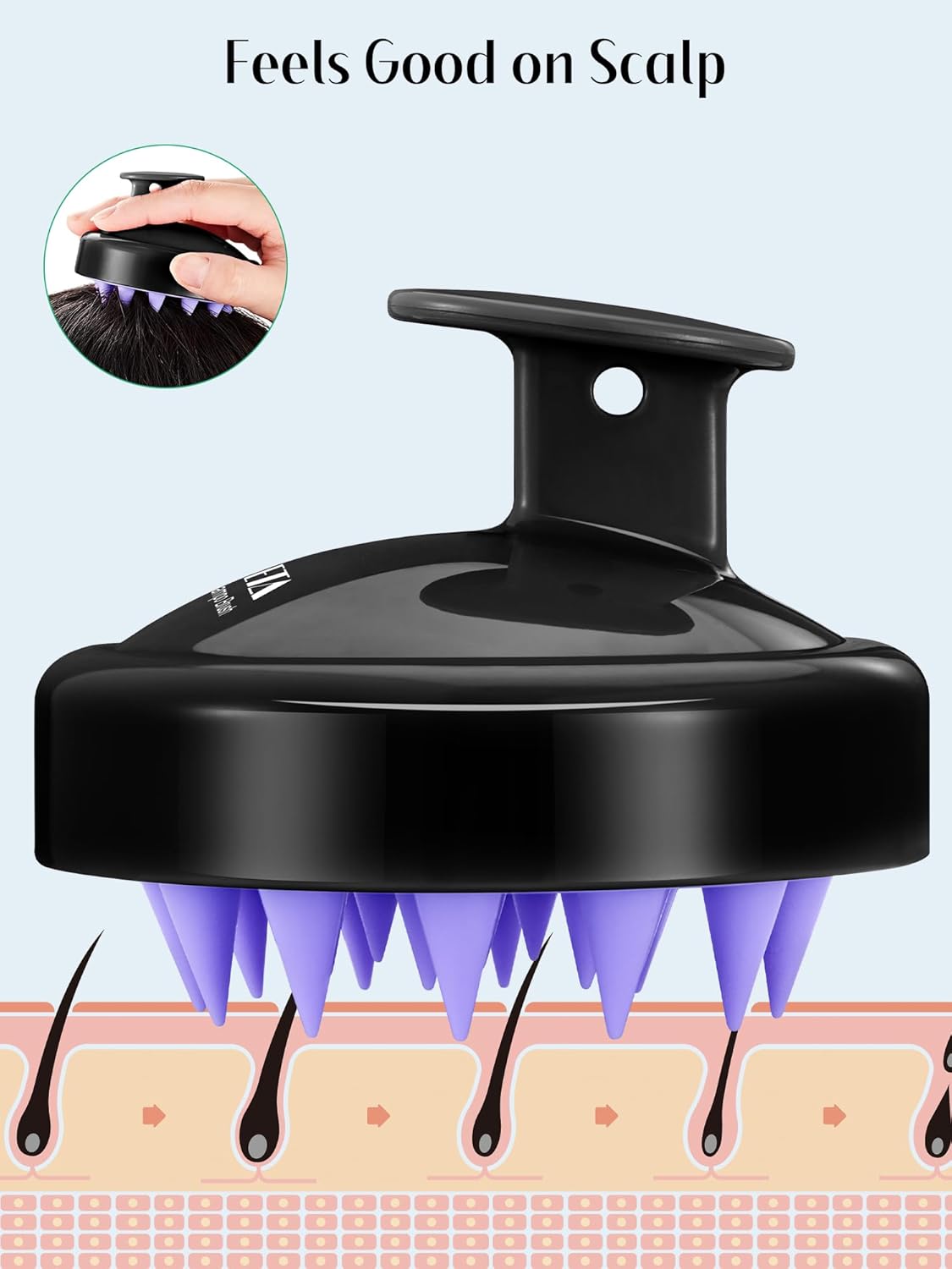 HEETA Scalp Massager Hair Growth 2-Pack, Soft Silicone Scalp Scrubber Shampoo Brush for Exfoliation Dandruff Removal Head Massage Stress Relax, Wet & Dry Use for Women Men Thick Thin Curly Hair Care