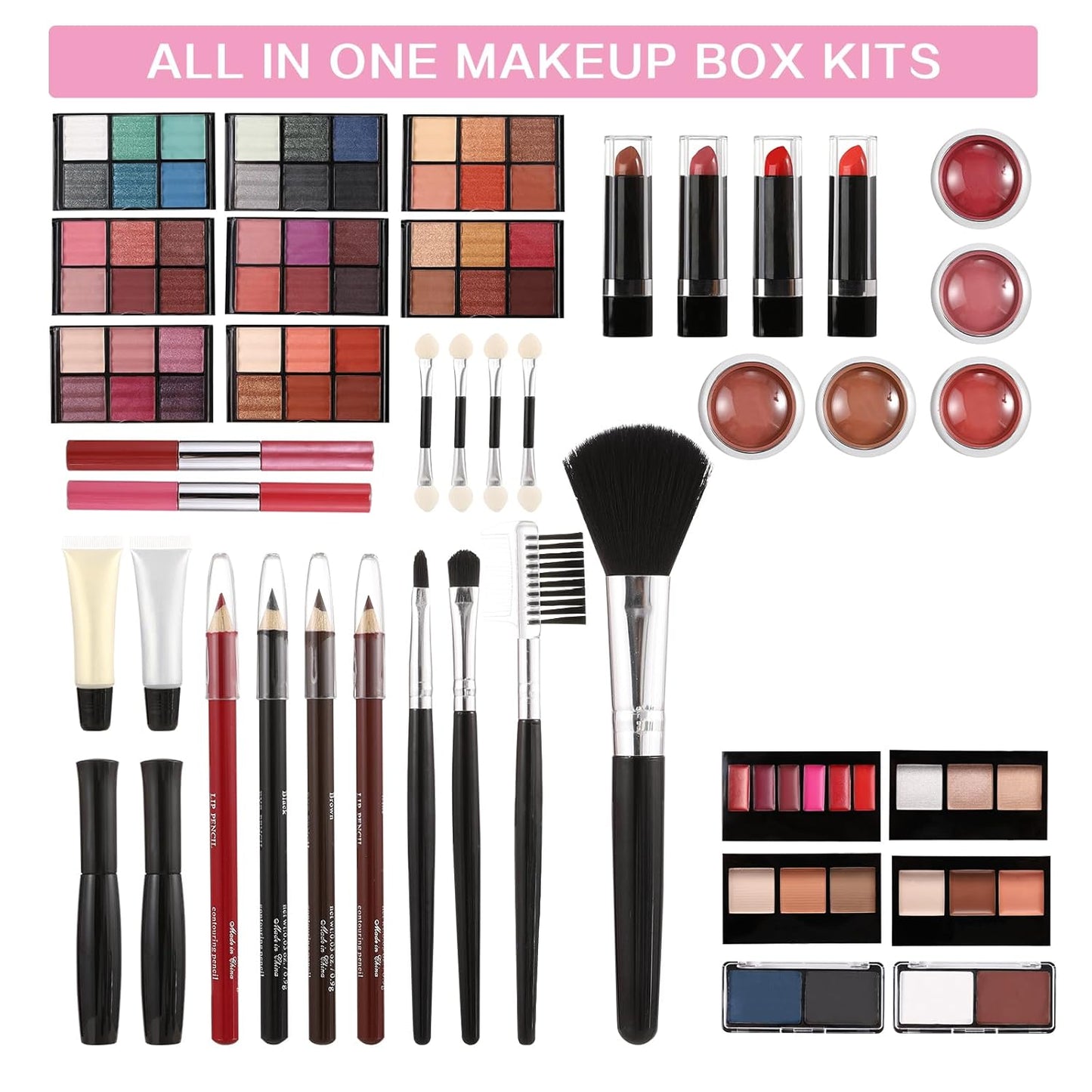 All in One Makeup Kit for Teens, 106 Pcs Professional Makeup Kit for Women Full Kit, Include Eyeshadow Palette, Lipstick Set, Concealer, Foundation, Lipgloss, Makeup Brush(Red)