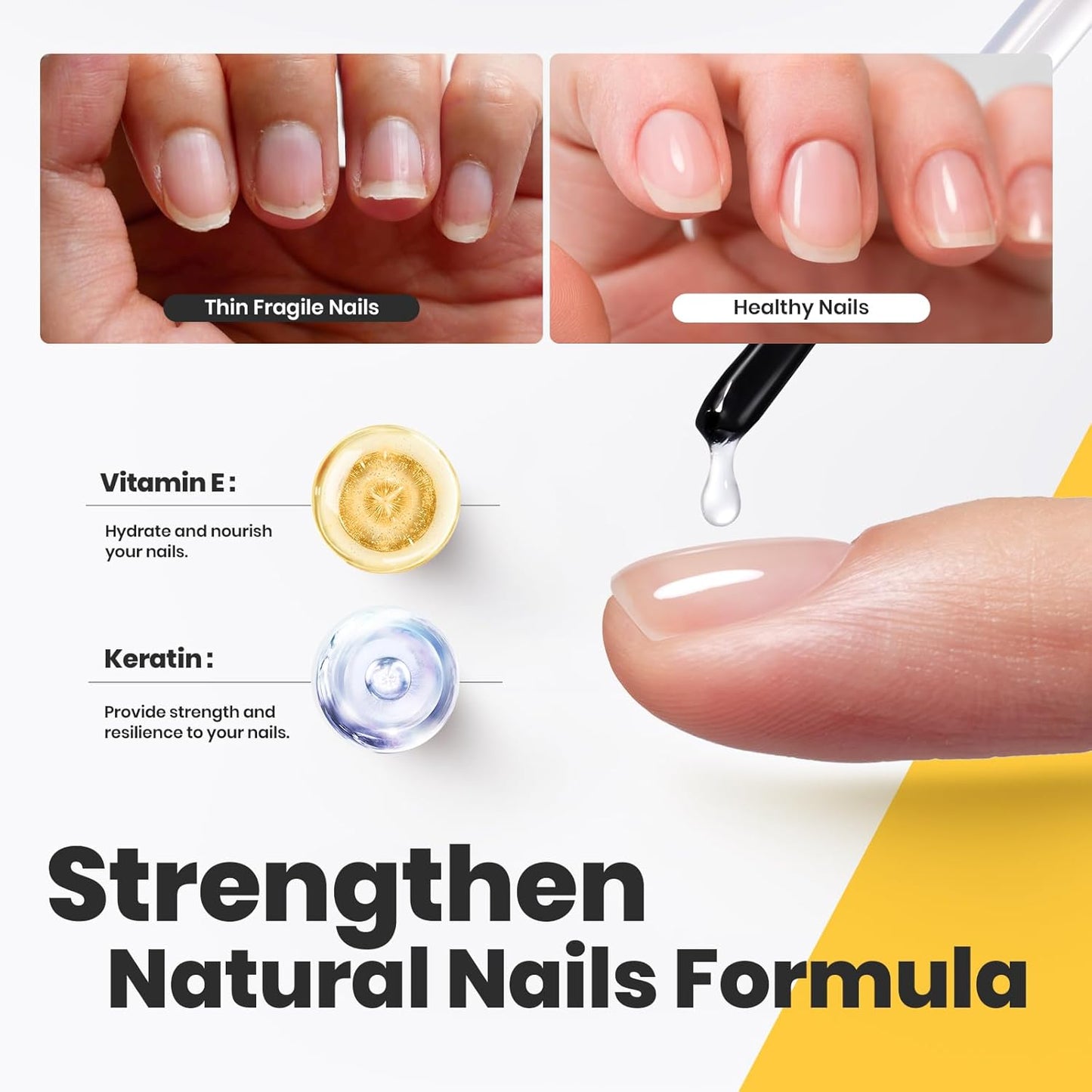 Beetles 2Pcs 15ml Nail Polish Top Coat and Base Coat Set, Fast Drying & Long Lasting Shine Clear Nail Polish, 3 IN 1 Protects Nails, Enhances Glossy and Nourishes Nails