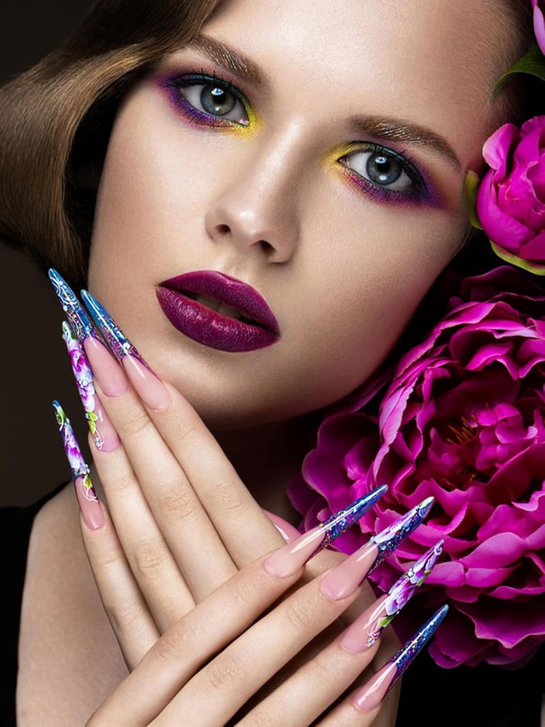 TOROKOM Nail Dual Forms for Poly Nail Gel, 120Pcs Stiletto Extension Gel Nail Molds Clear Acrylic Nail Tips, Full Cover Reusable Nail Forms for Builder Nail Gel Nail Art Design Salon&DIY