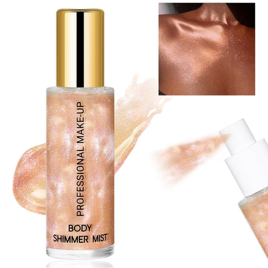 Face Liquid Highlighter Shimmer Body Spray for Hair and Skin, Luminizer Glow Spray for Face, Moisturizing Bronze Shimmer Illuminator (M2, Standard)