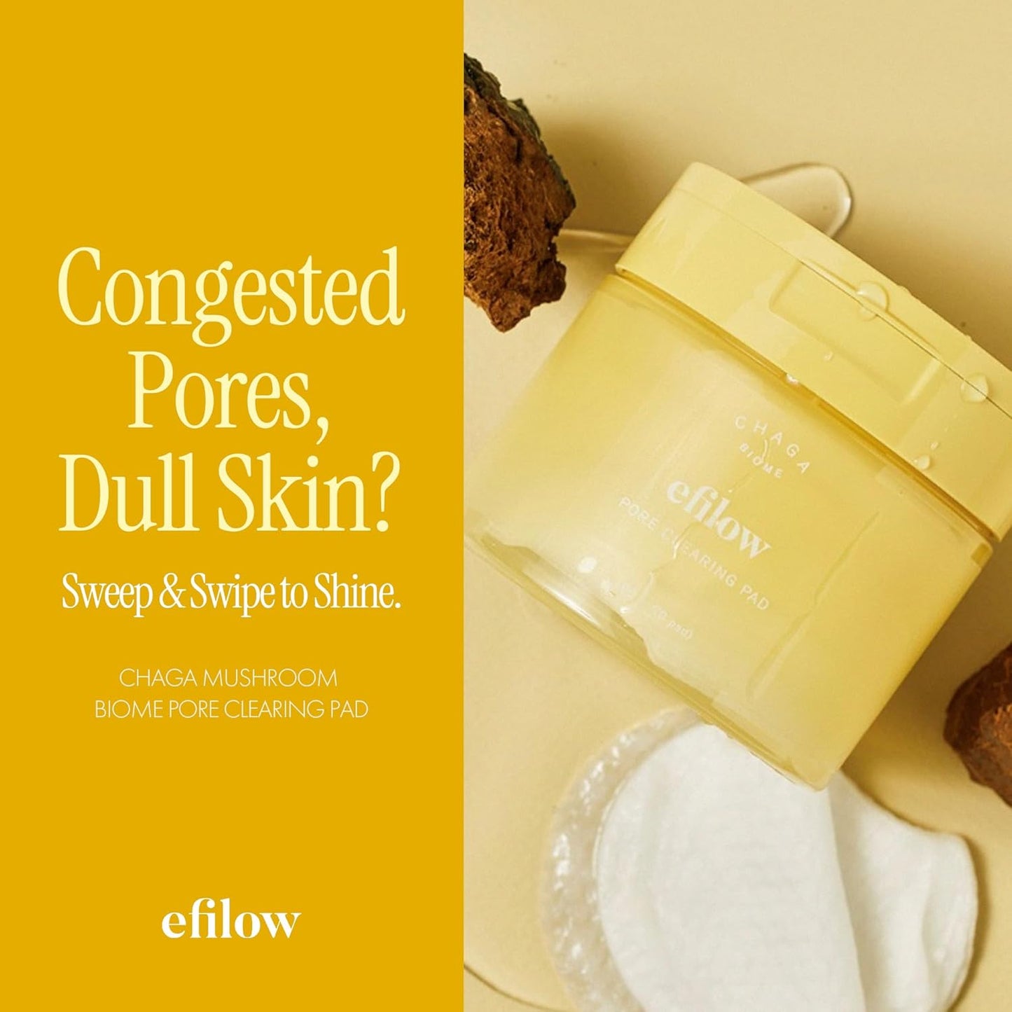 Chaga Mushroom Biome Pore Clearing Pad 70 Sheets | Pore-Smoothing Facial Cleansing Pads