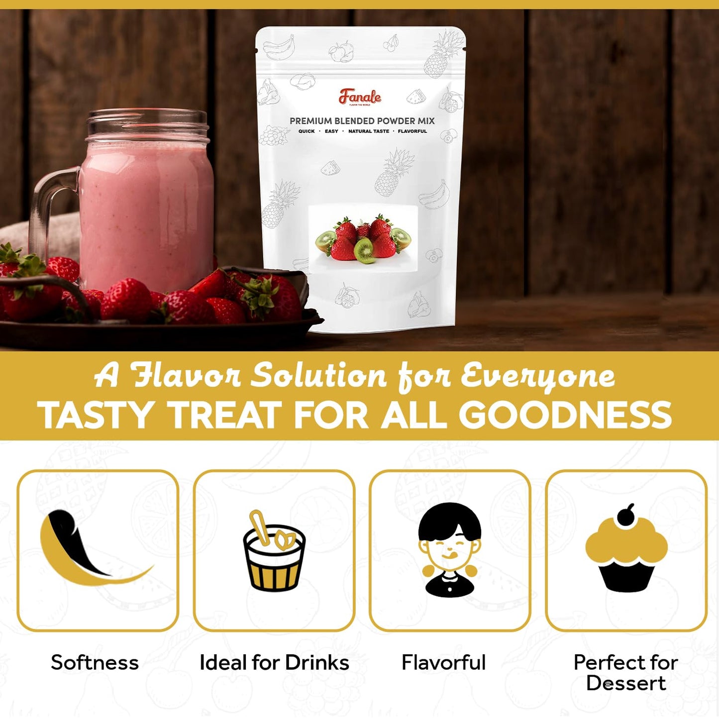 Fanale Premium Strawberry Bubble Tea Flavoring Powder | Perfect for Baking, Smoothies, Desserts and Drinks | Instant Flavoring Powder for Boba Milk Tea - 2.2 Pounds (Pack of 20)