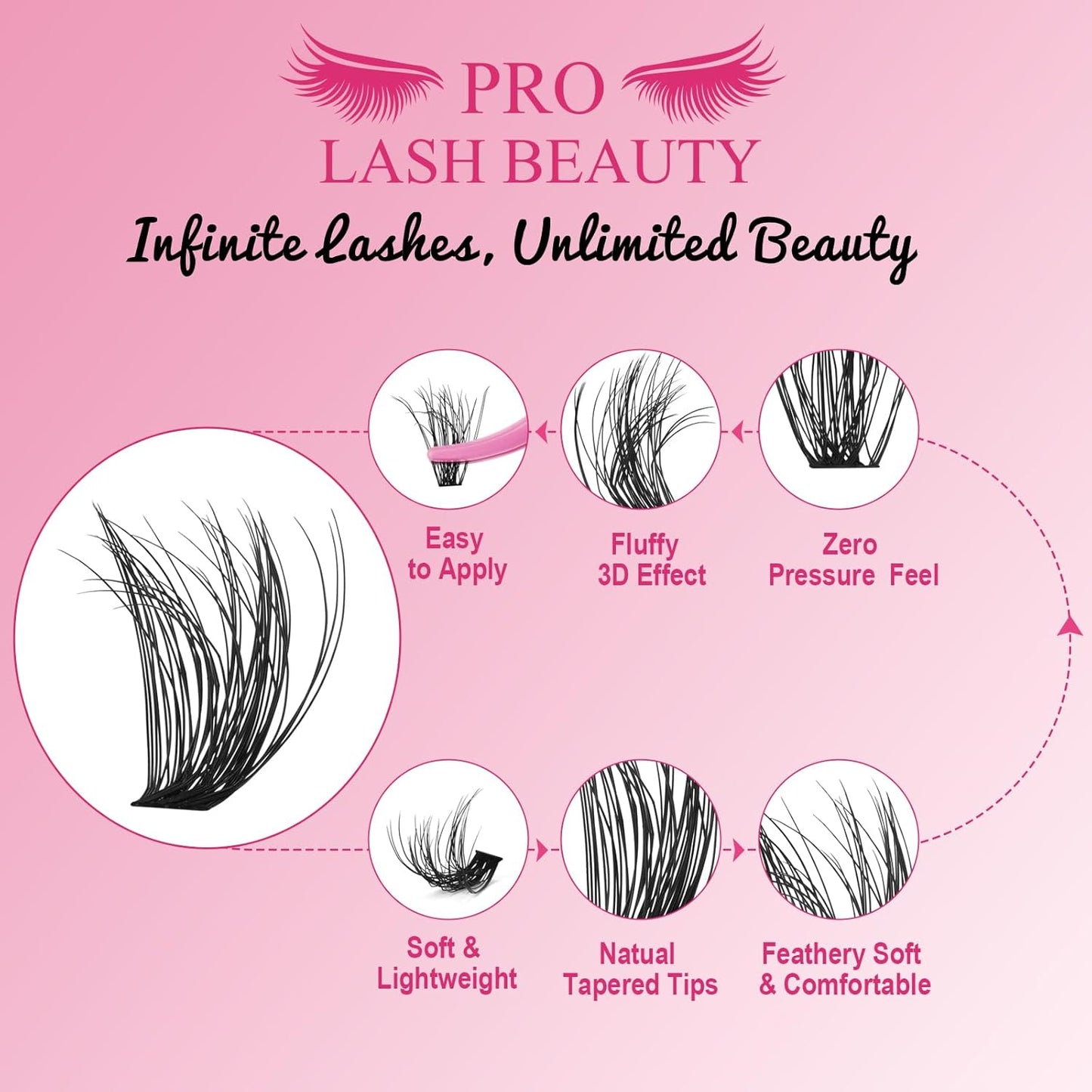 Lash CIusters 320Pcs Individual Lashes 3D Fluffy Cluster Lashes Natural Look Eyelash Clusters Faux Mink Wispy Lashes 40D-D Mixed DIY Lash Extension (3D Fluffy-40D-D,8-16mix)
