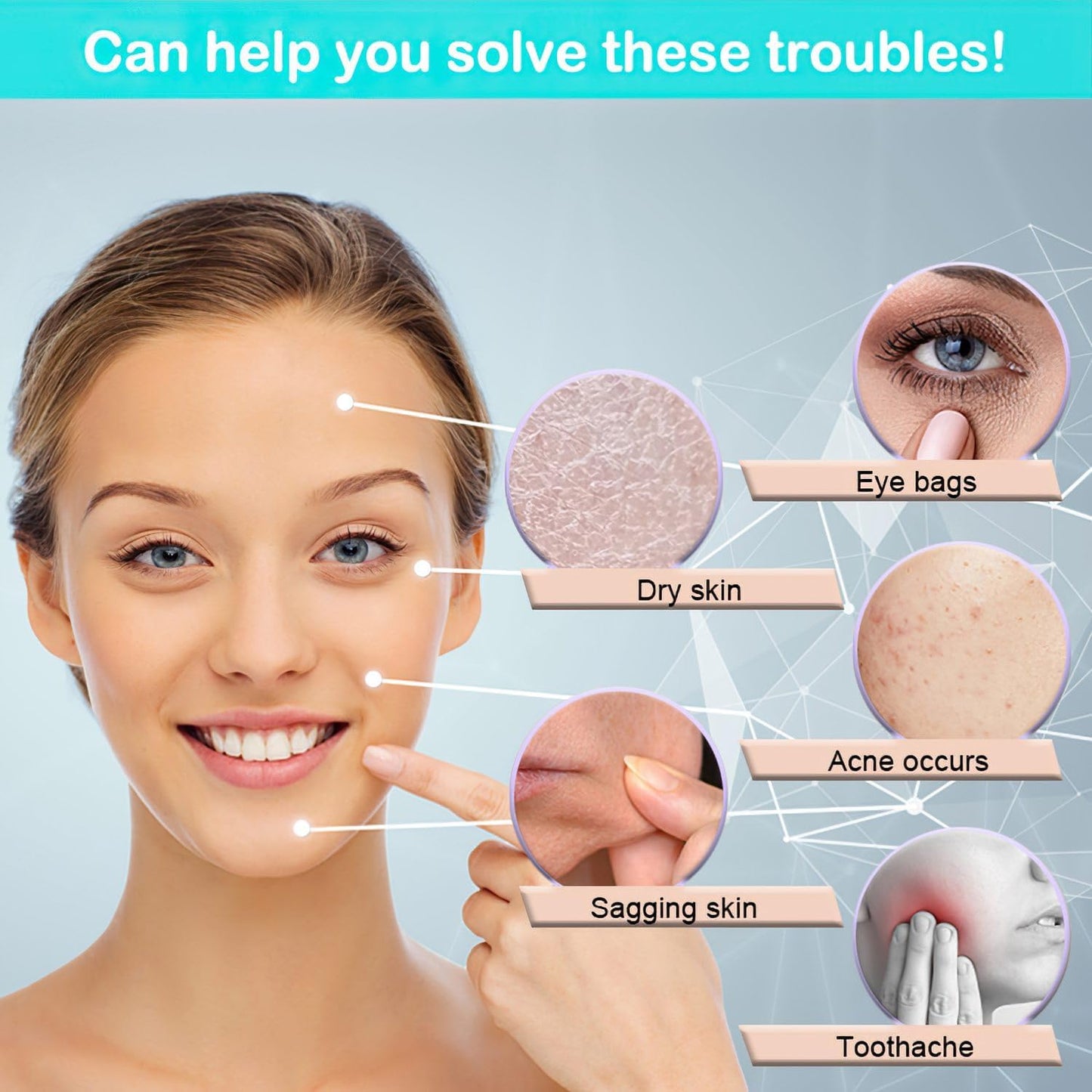 KOGITI Ice Mold for Face, Ice Roller for Face & Eye, Beauty Facial Ice Rollers Ice Holder Mold Face Puffiness Relief Massage Skin Care Tools, Ice Facial Cube (New-Blue)