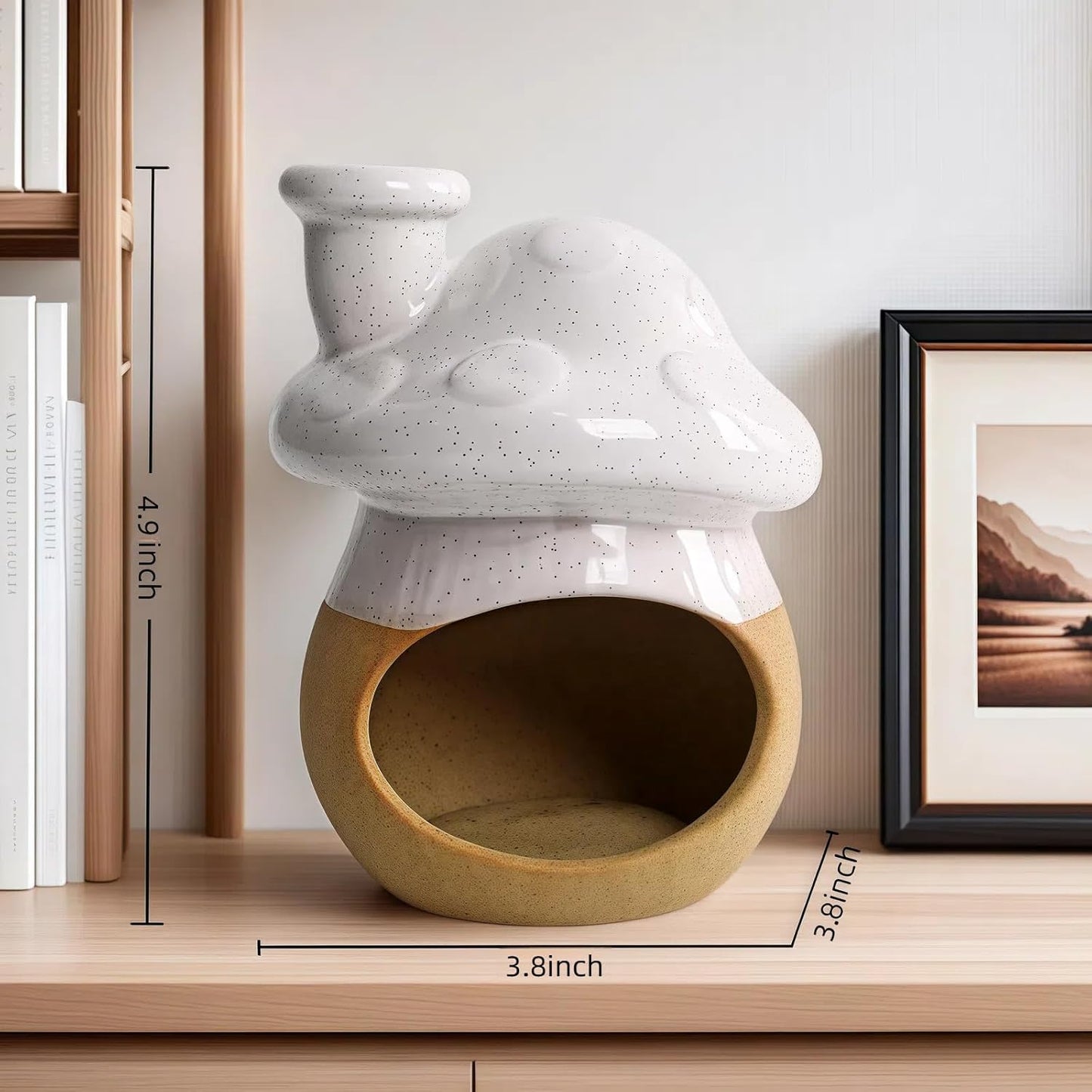 Mushroom Incense Holder, Ceramic Palo Santo Holder Burner & Sage Holder - Mini Tabletop Chiminea Burner Tray with Ash Catcher, Cute Mushroom Decorations for Spiritual Meditation & Yoga