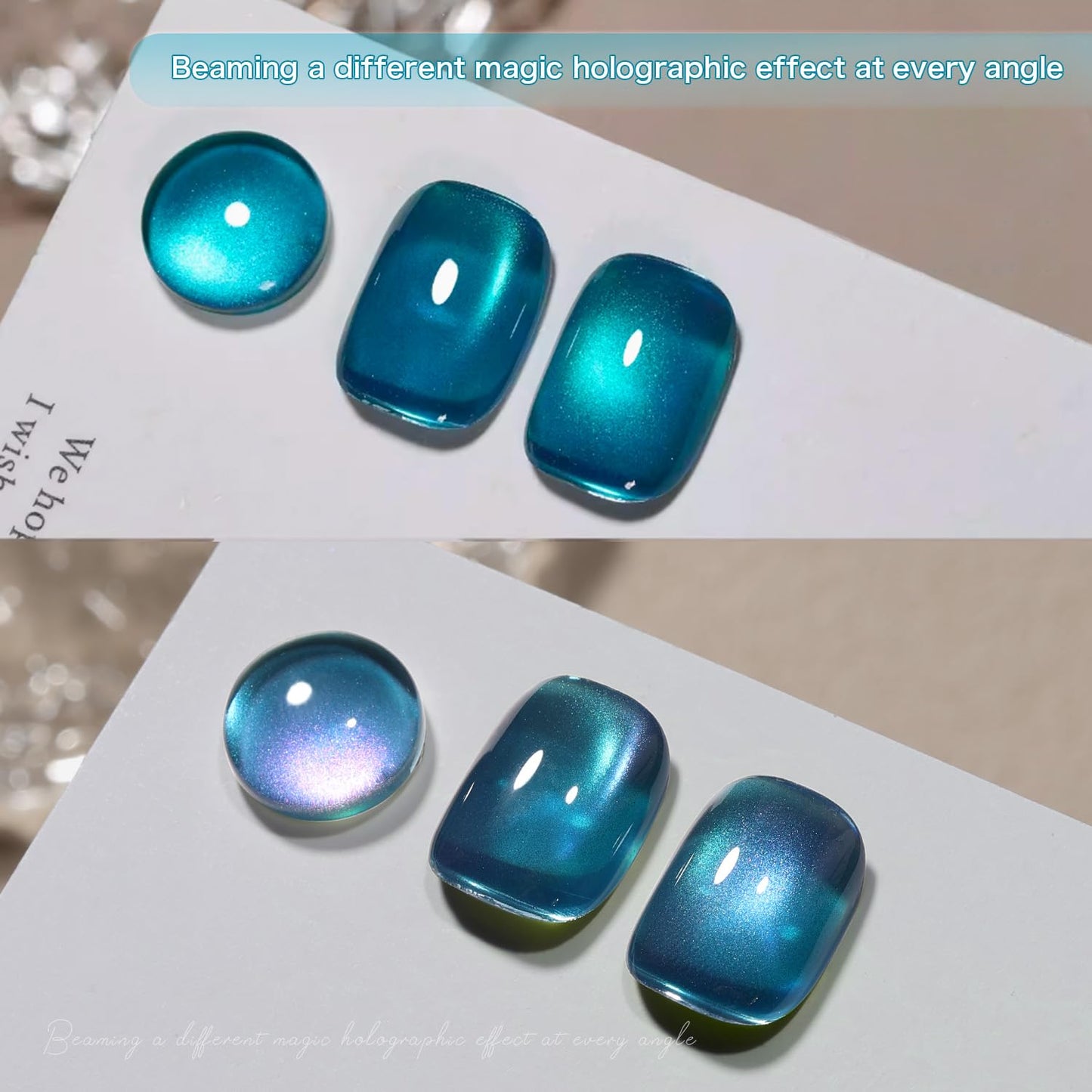 GAOY Glitter Cat Eye Gel Nail Polish Set with Magnet Colorful Galaxy for Holographic Cat Eye, Salon Gel Manicure and Nail Art DIY at Home