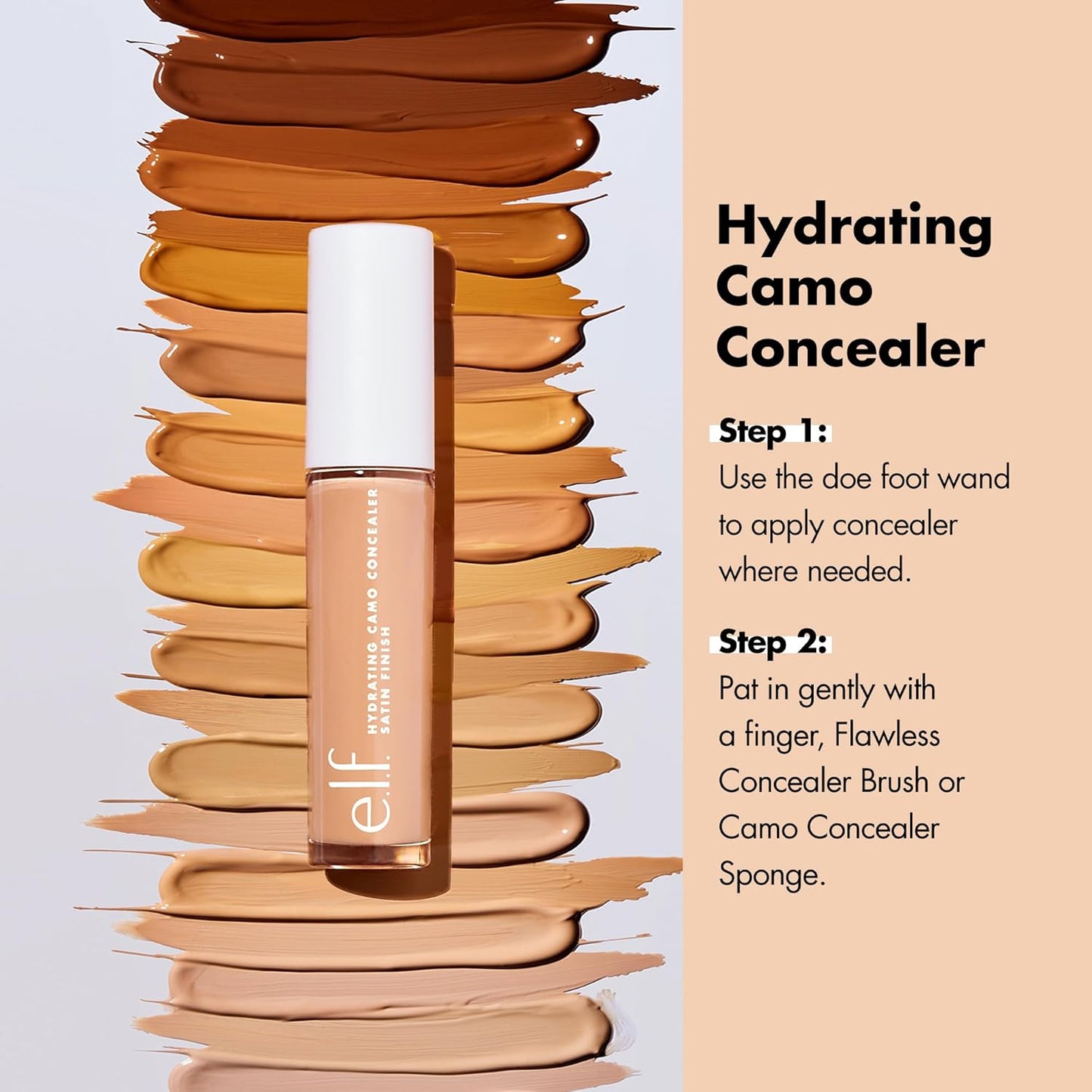 e.l.f. Hydrating Camo Concealer, Covers Blemishes & Under-Eye Circles, Full-Coverage & Delivers A Satin Finish, Vegan & Cruelty-Free, Light Sand