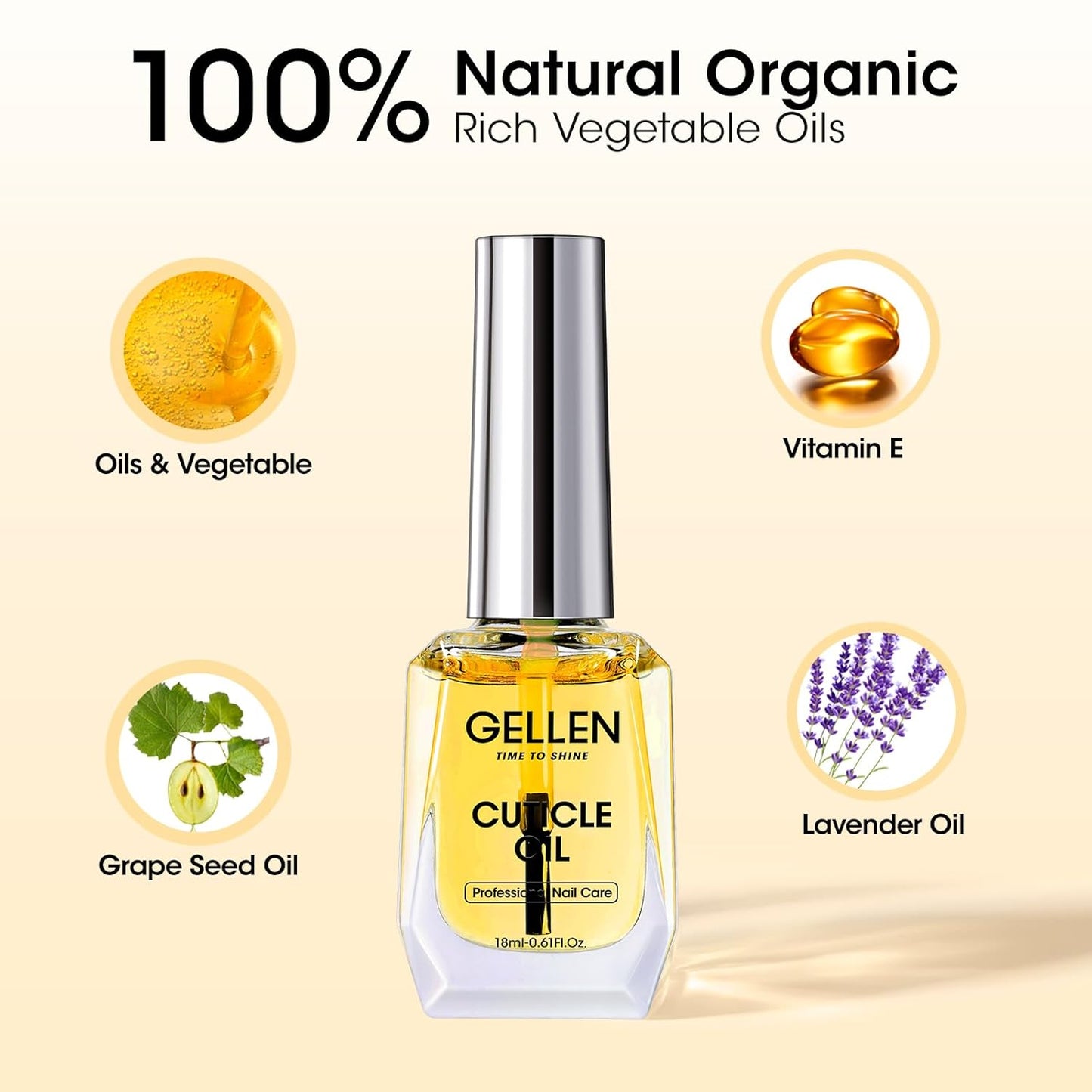 GELLEN 18 ml Glossy Top Coat Gel, Base Coat Gel & Cuticle Oil